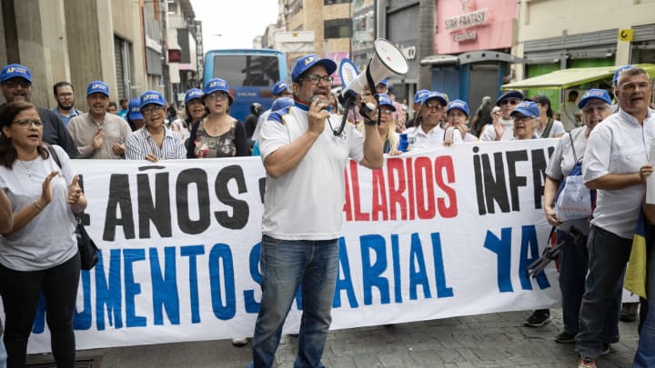 Protesta dels sindicats per demanar l'augment del salari mínim a Veneçuela