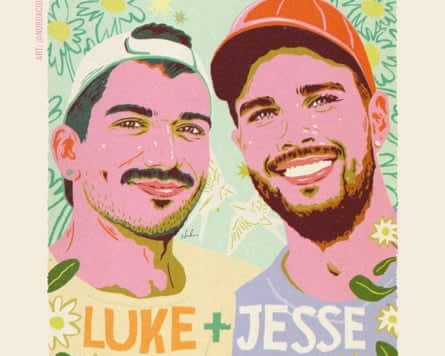 Artwork for a 2024 memorial for Luke Davies (left) and Jesse Baird.