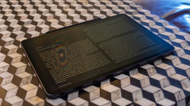 The Alexa Tablet 12 Pro's nanomatte display does a great job at dispersing harsh light.