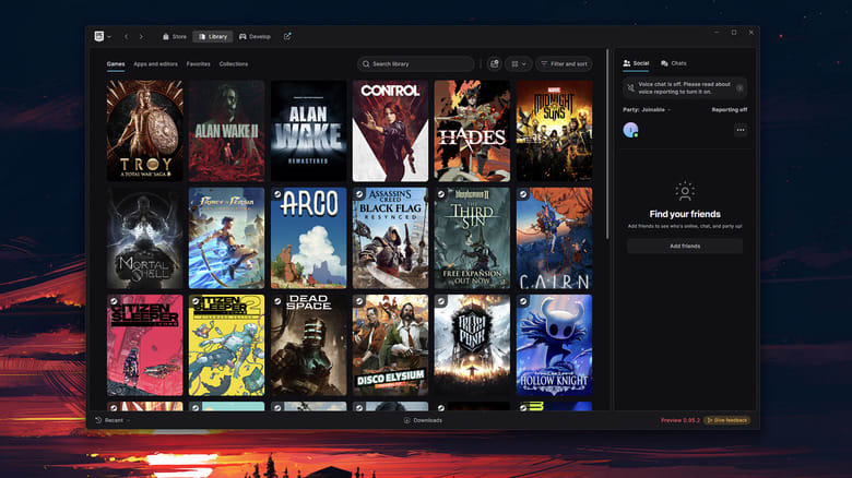 A screenshot of the new Epic Games Store Launcher.