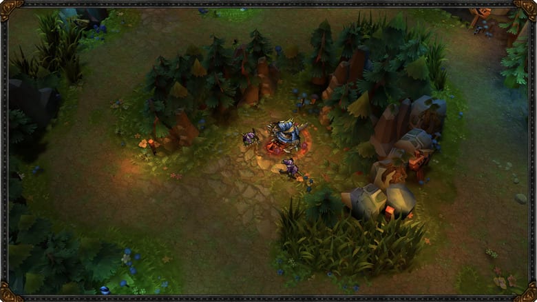 Screenshot of the red buff in the League of Legends Classic mode.