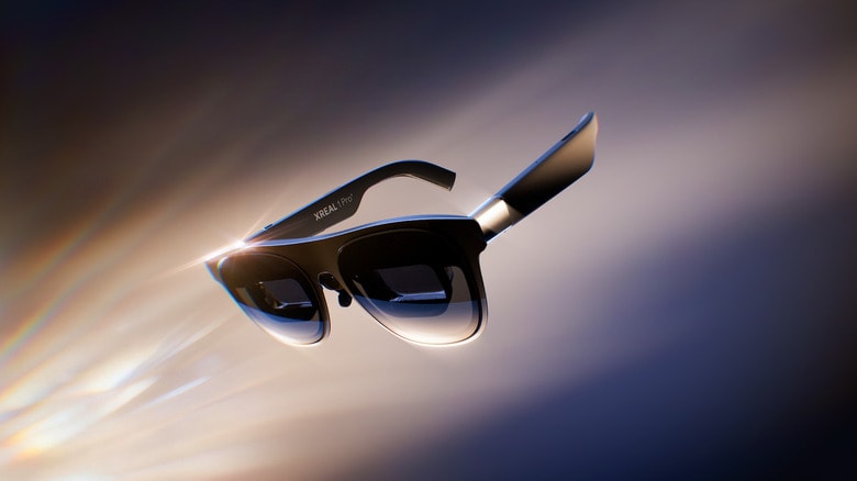 Glasses floating in space.