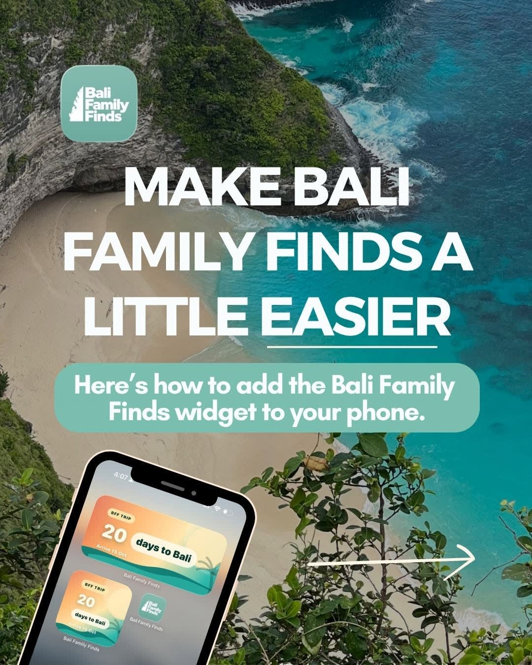 📱 DID YOU KNOW YOU CAN PUT BALI FAMILY FINDS RIGHT ON YOUR HOME SCREEN? 🌴

If you’re planning a Ba image 1