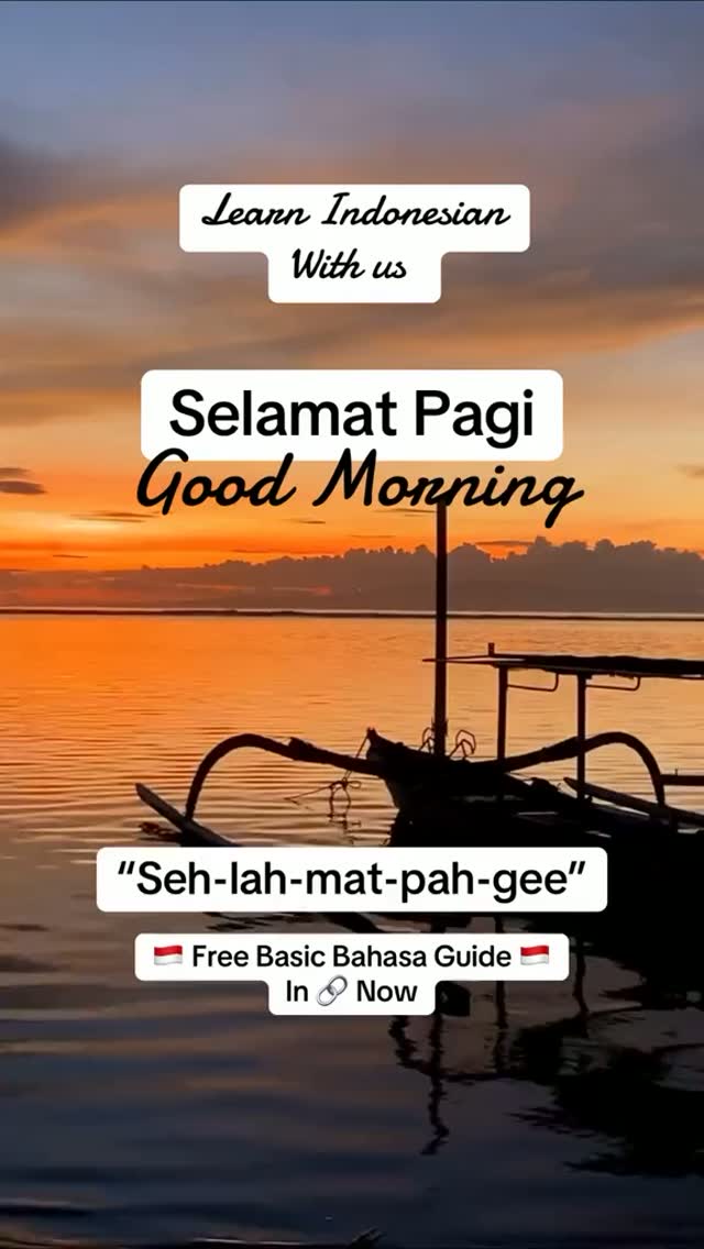 🇮🇩 Learn Indonesian with us! 🤍
Today's phrase is:

☀️ Selamat Pagi
Seh-lah-mat-pah-gee

Meaning: 