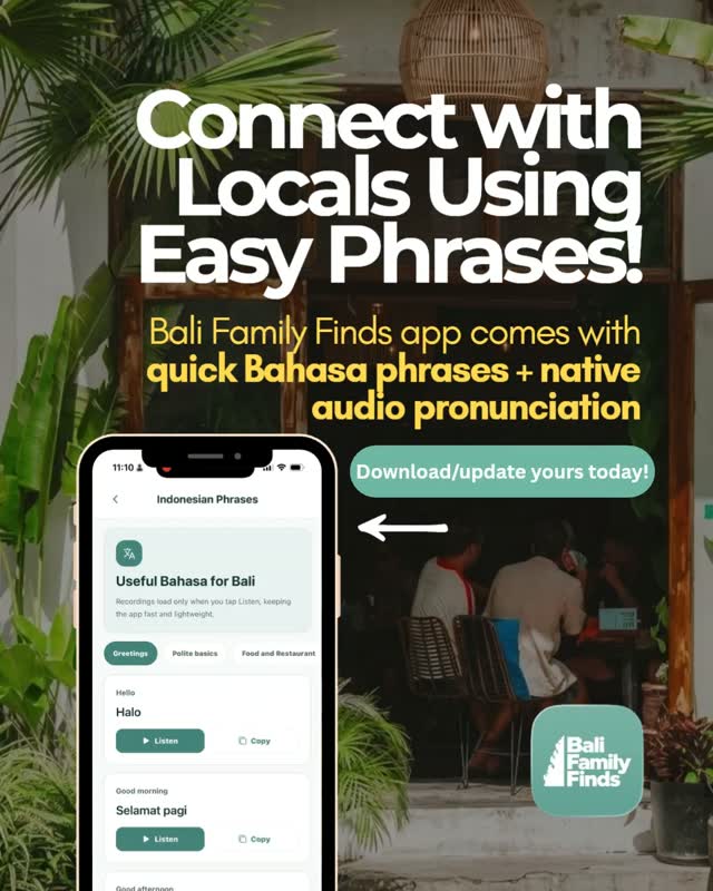 🇮🇩 WANT TO LEARN A LITTLE BAHASA BEFORE YOUR BALI HOLIDAY? 🔊🌴
One of the new features in Bali Fa
