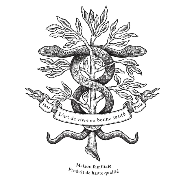 heraldic caduceus with entwined serpent, pharmacy emblem