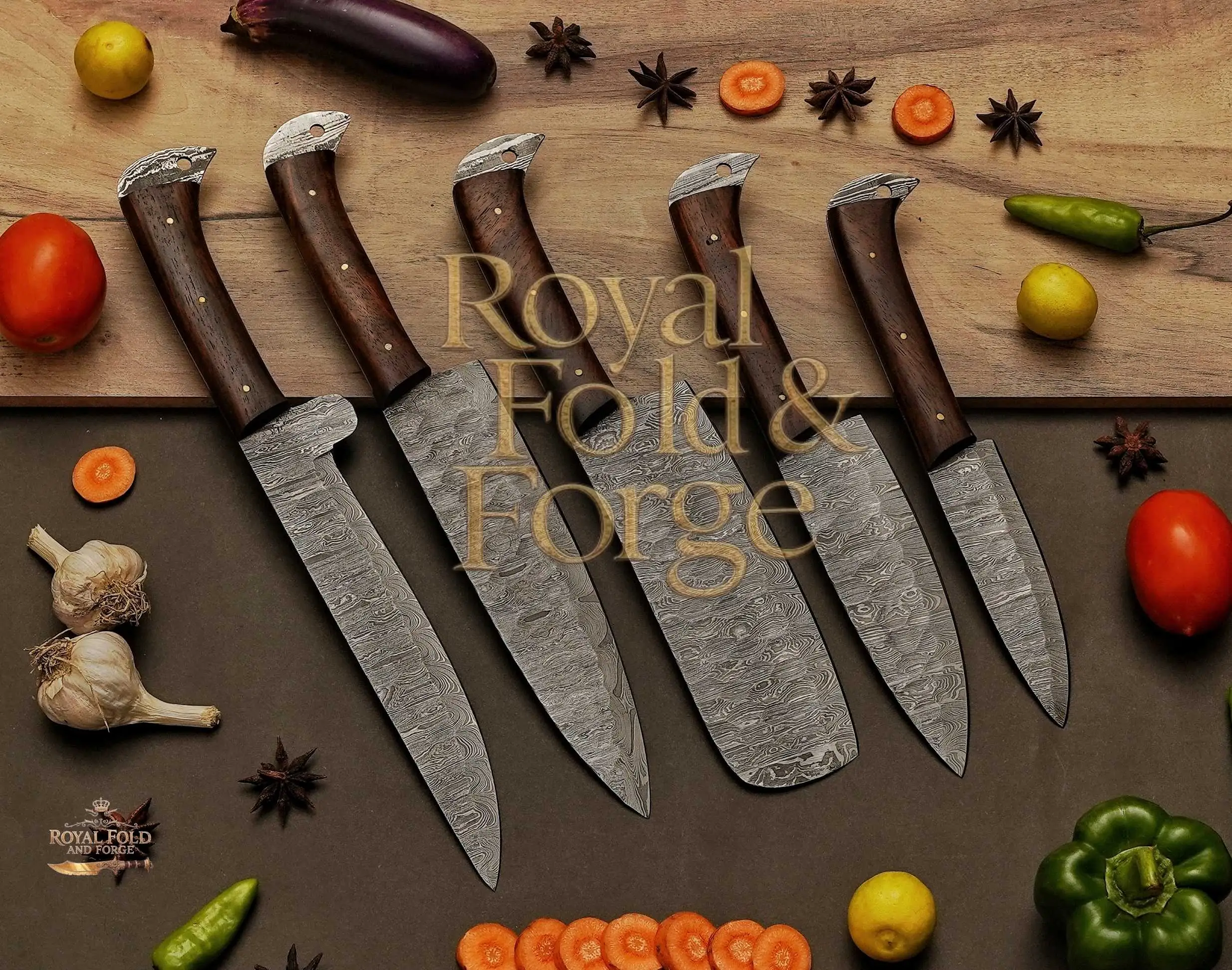 Detailed view 4 of Hand-forged Damascus steel Premium Damascus Steel Tool Set - Royal Fold & Forge