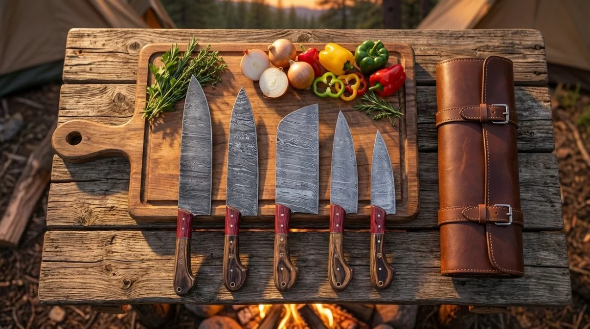 Detailed view 4 of Hand-forged Damascus steel Royal Fold and Forge - Master Chef Preparation Set