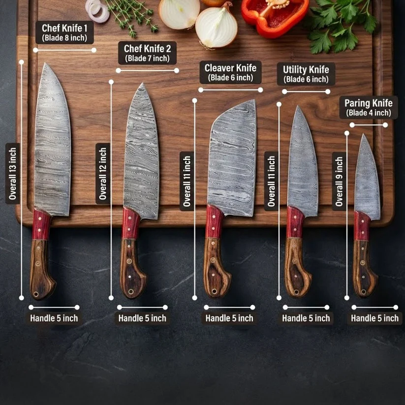 Detailed view 5 of Hand-forged Damascus steel Royal Fold and Forge - Master Chef Preparation Set