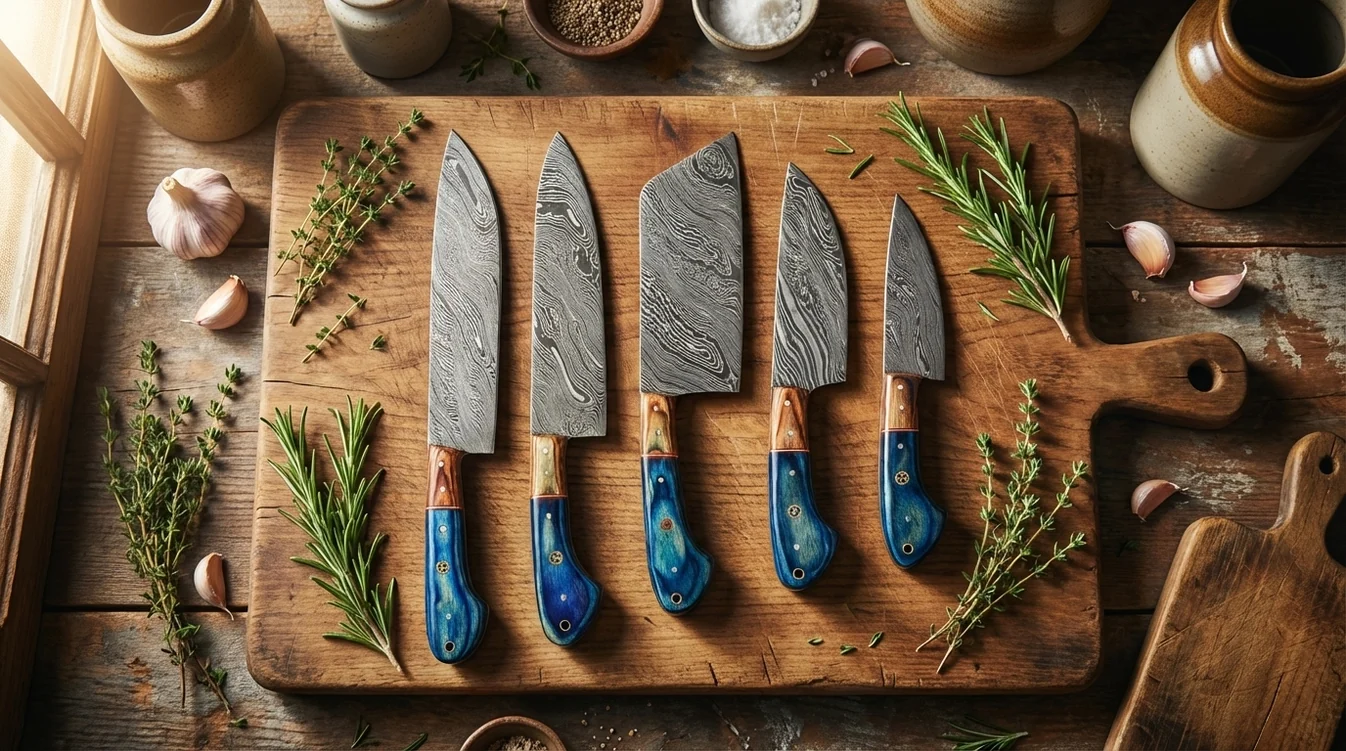 Detailed view 2 of Hand-forged Damascus steel Royal Fold and Forge - 67-Layer Hand-Forged 5-Piece Culinary Set with Premium Storage Roll