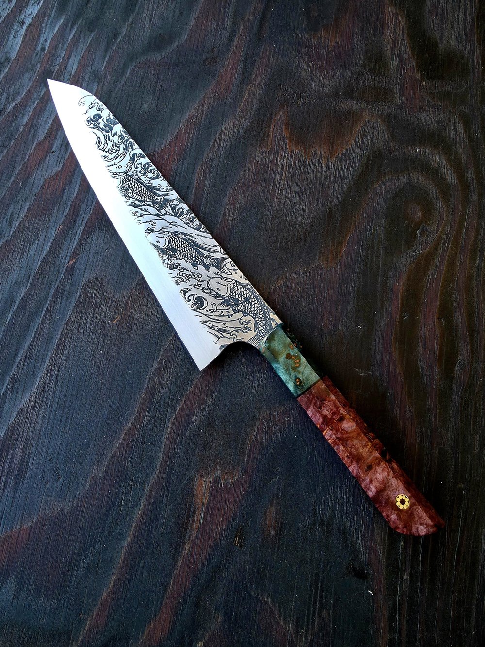 Detailed view 10 of Hand-forged Damascus steel Thin Forged Koi Set - First copy