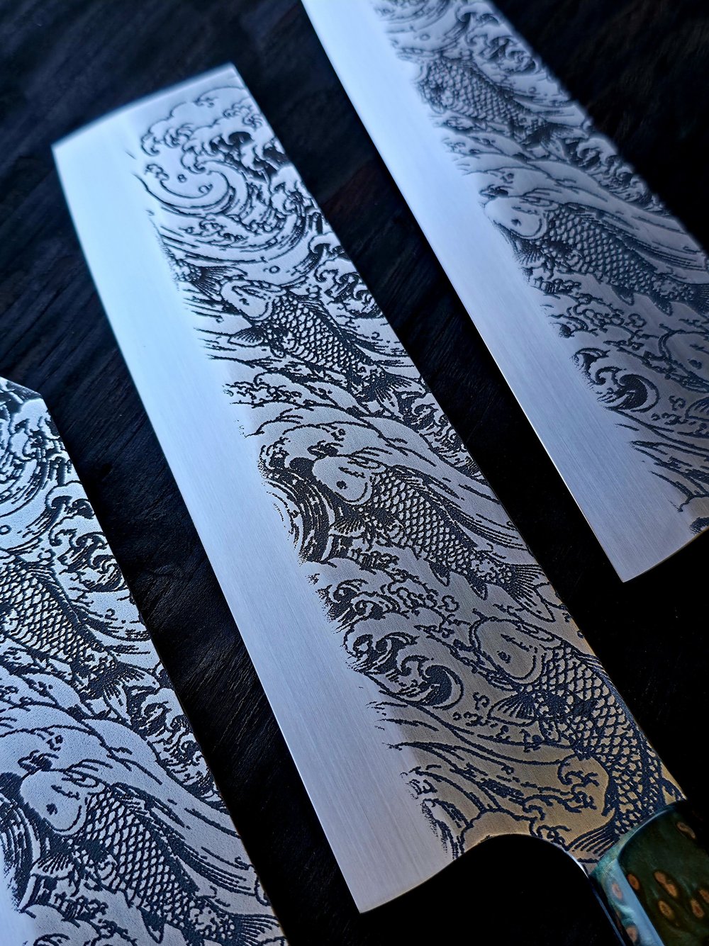 Detailed view 3 of Hand-forged Damascus steel Thin Forged Koi Set - First copy