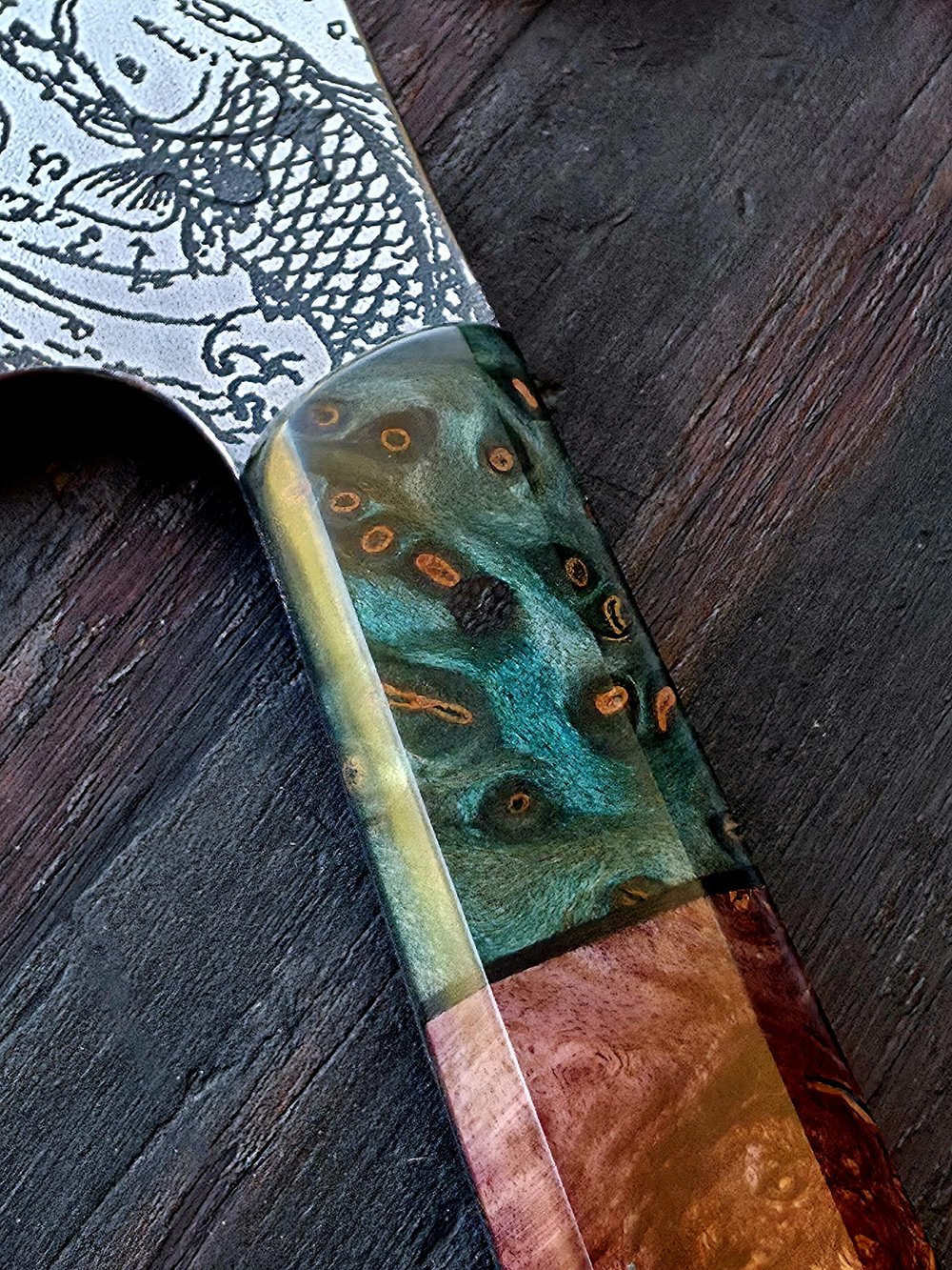 Detailed view 2 of Hand-forged Damascus steel Thin Forged Koi Set - First copy