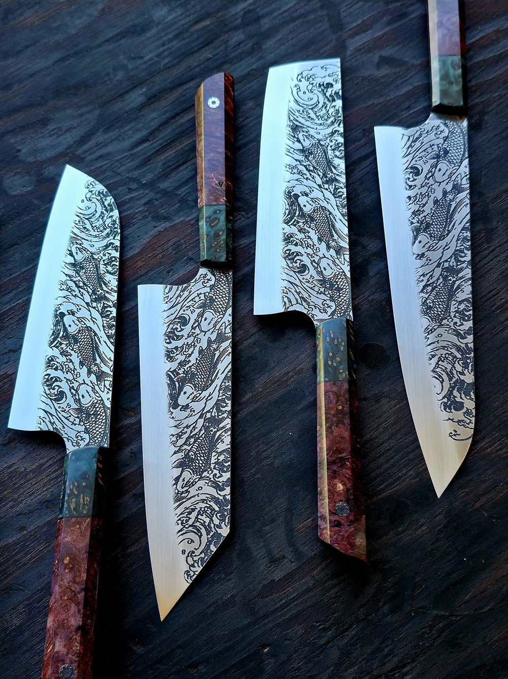 Detailed view 4 of Hand-forged Damascus steel Thin Forged Koi Set - First copy