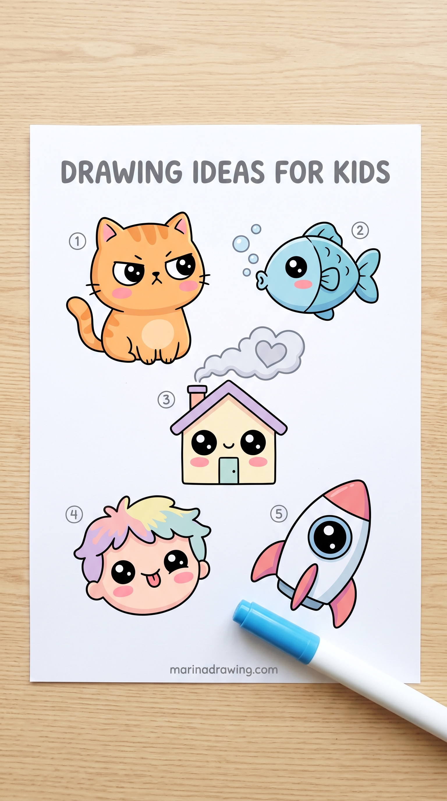 Drawing ideas for kids | five subjects that fit one sitting