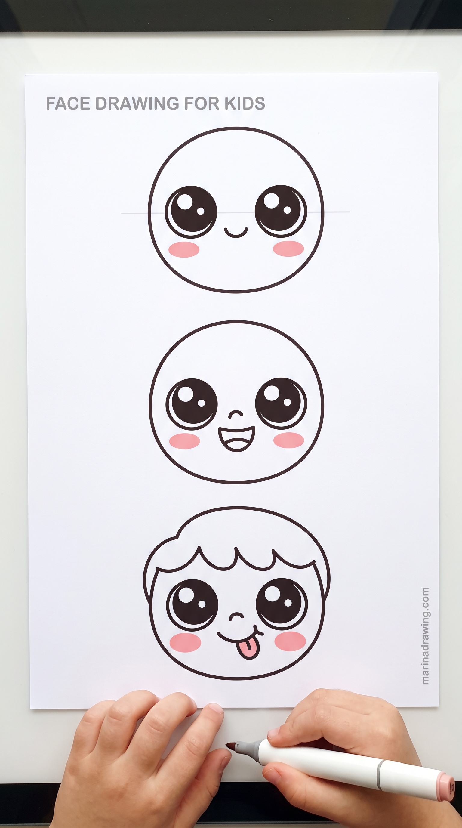 Face drawing for kids | hair as one shape, not strands