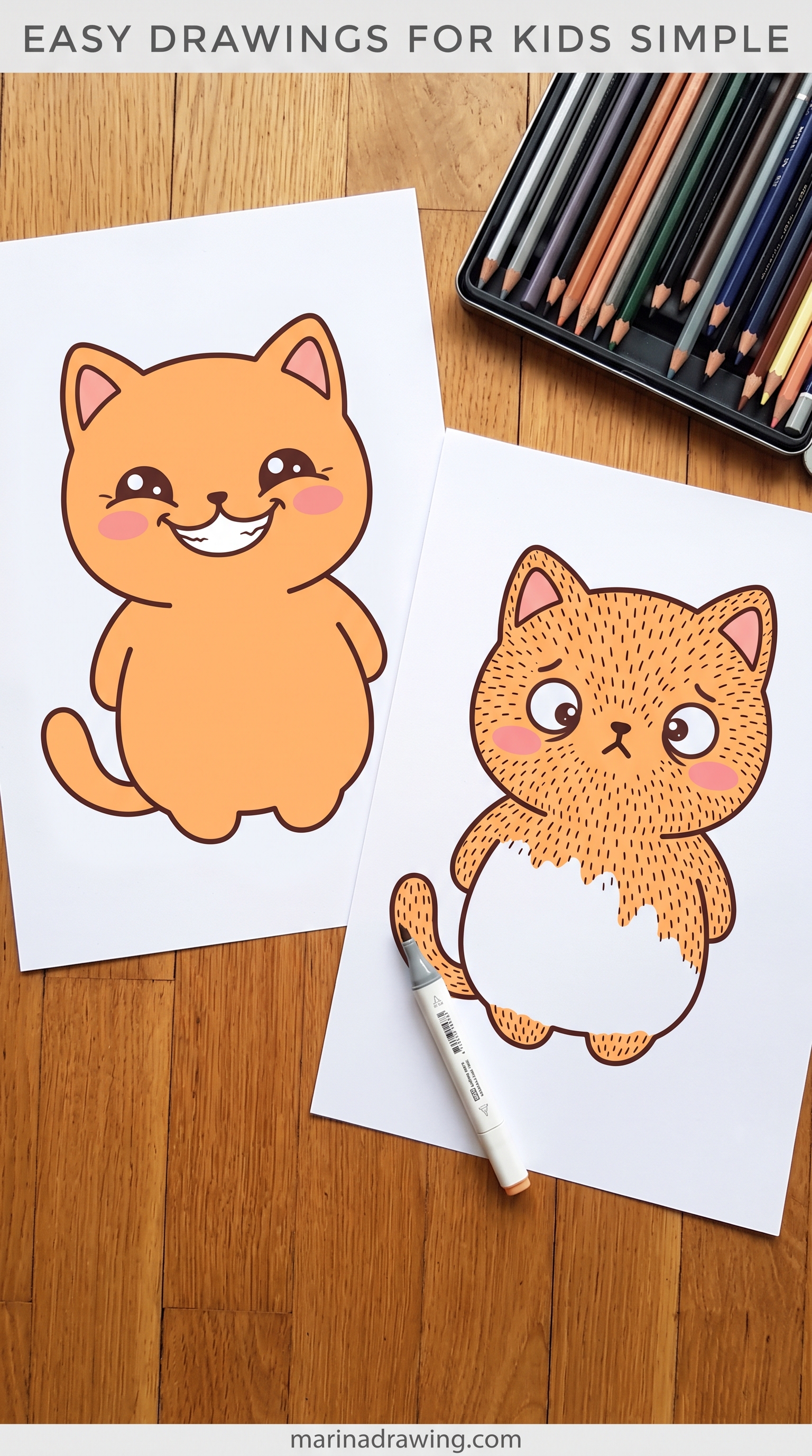 Easy drawings for kids simple | why one cat gets finished