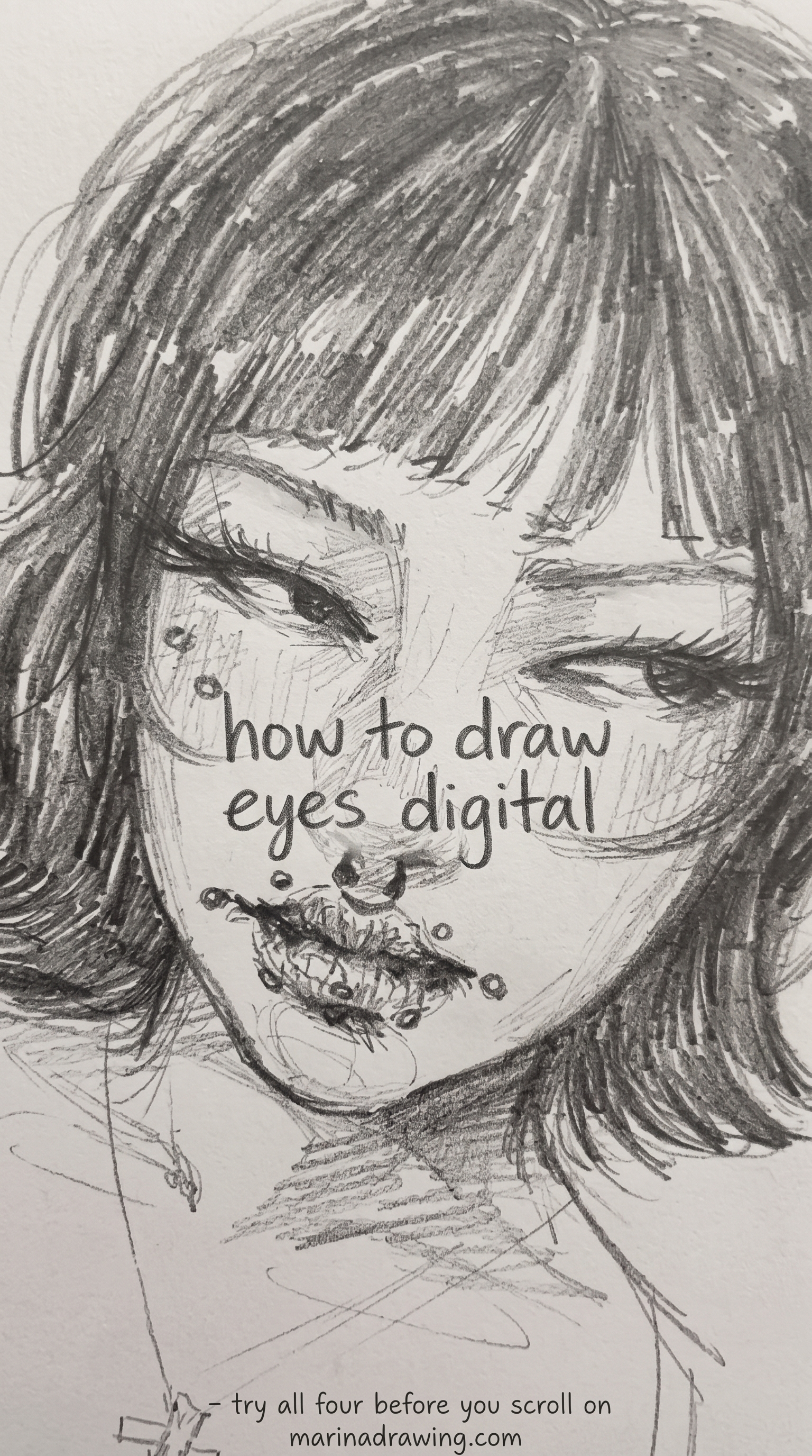 How to draw eyes digital: keep the construction layer visible
