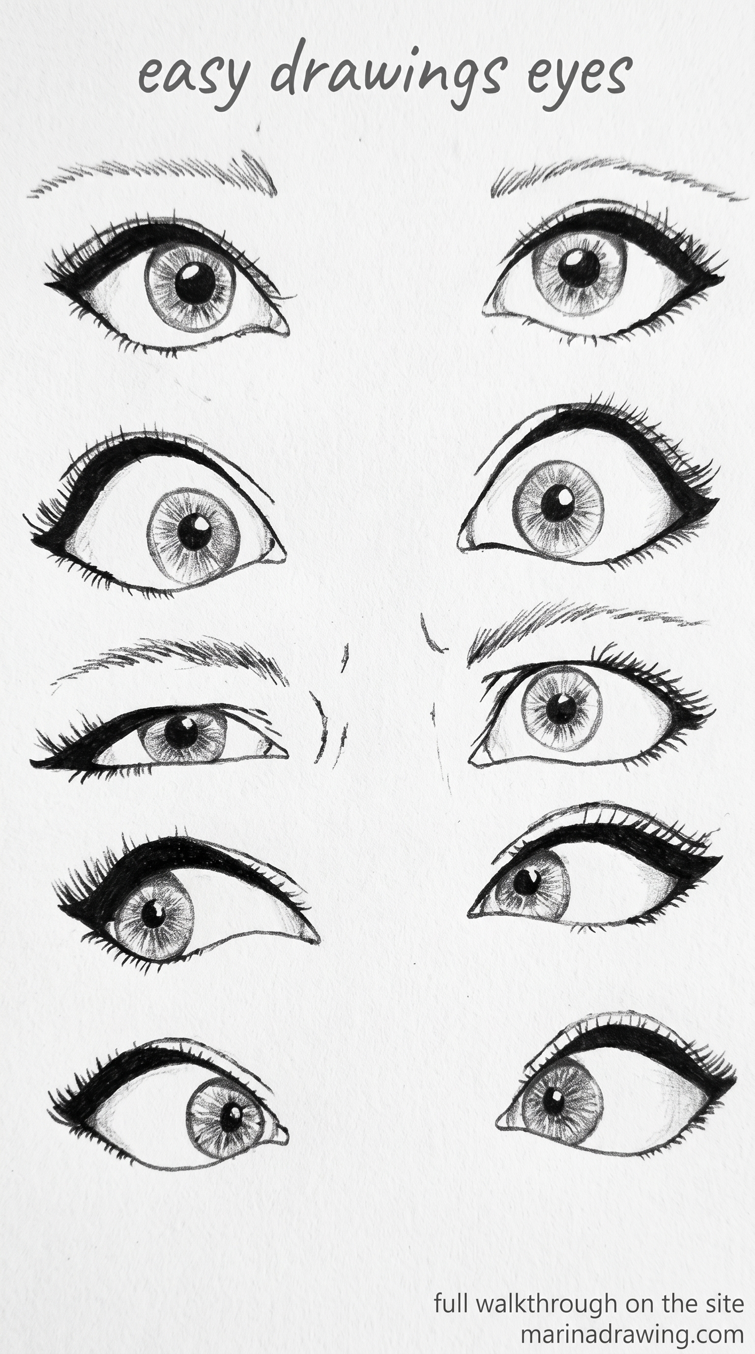 Easy drawings eyes — ten shapes to copy tonight