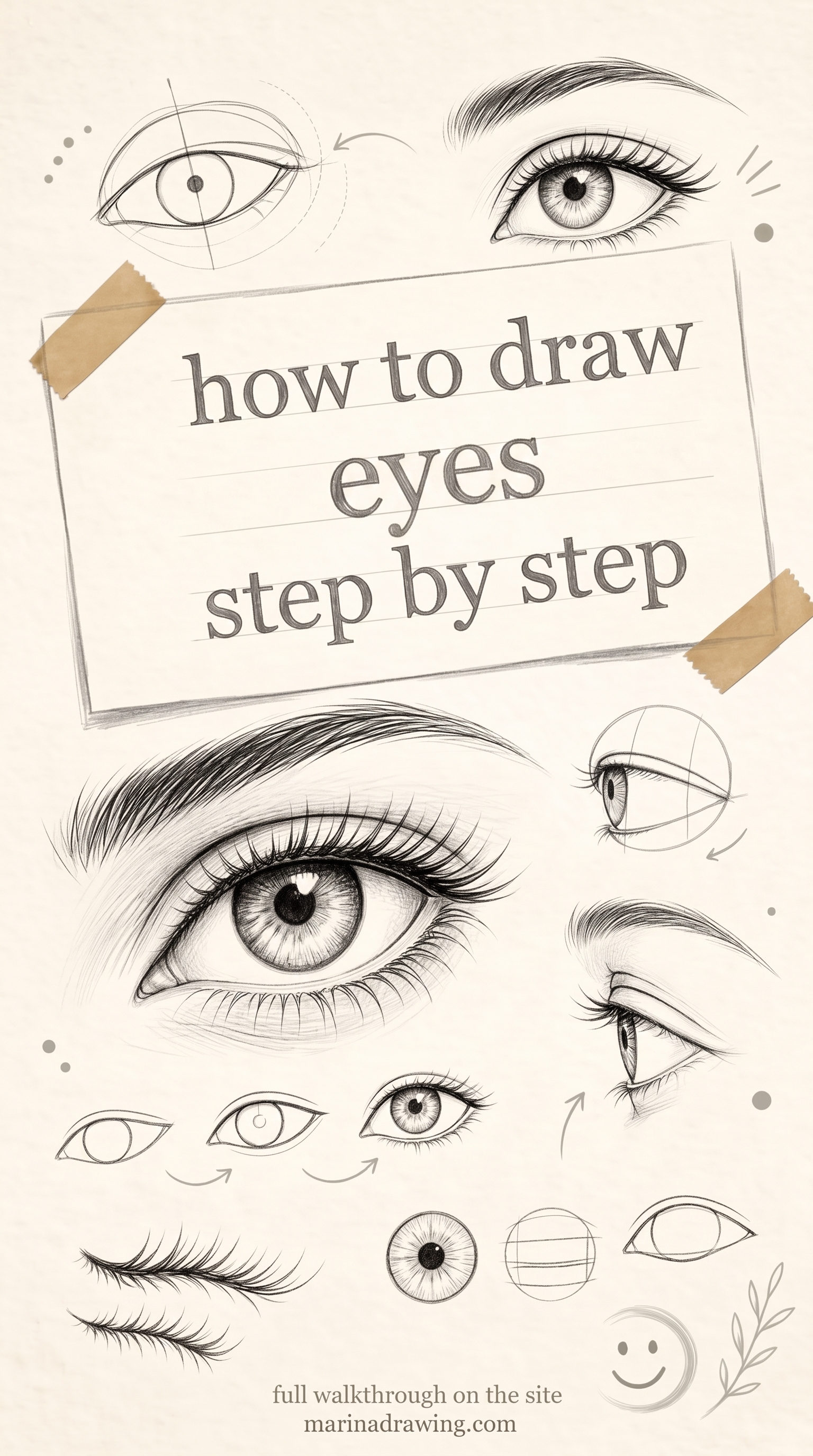 How to draw eyes step by step, in the order that holds up
