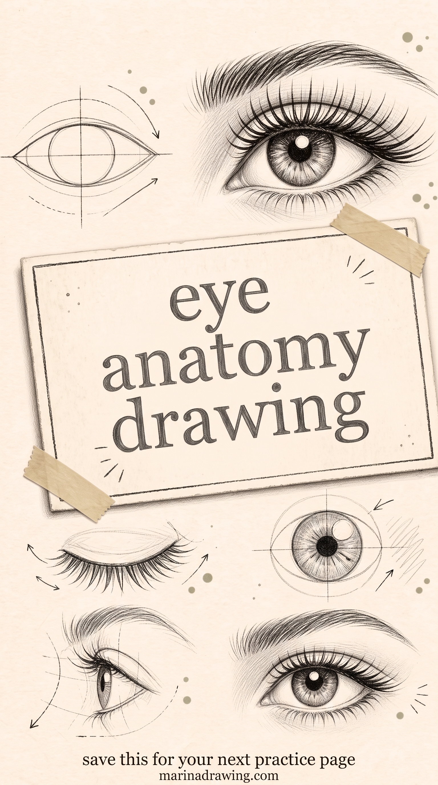 Eye anatomy drawing: draw the structure, not the symbol