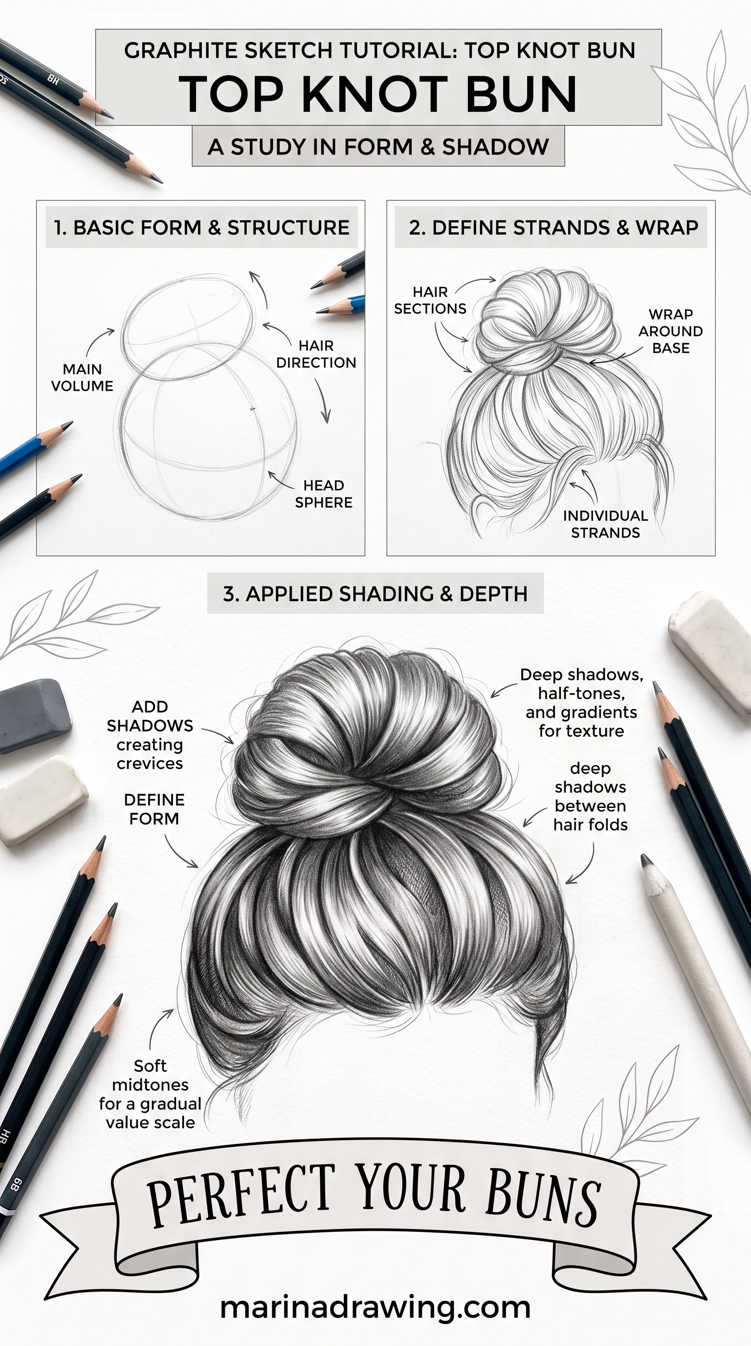 How to Draw a Top Knot Bun: Wrap the Strands, Skip the Ball