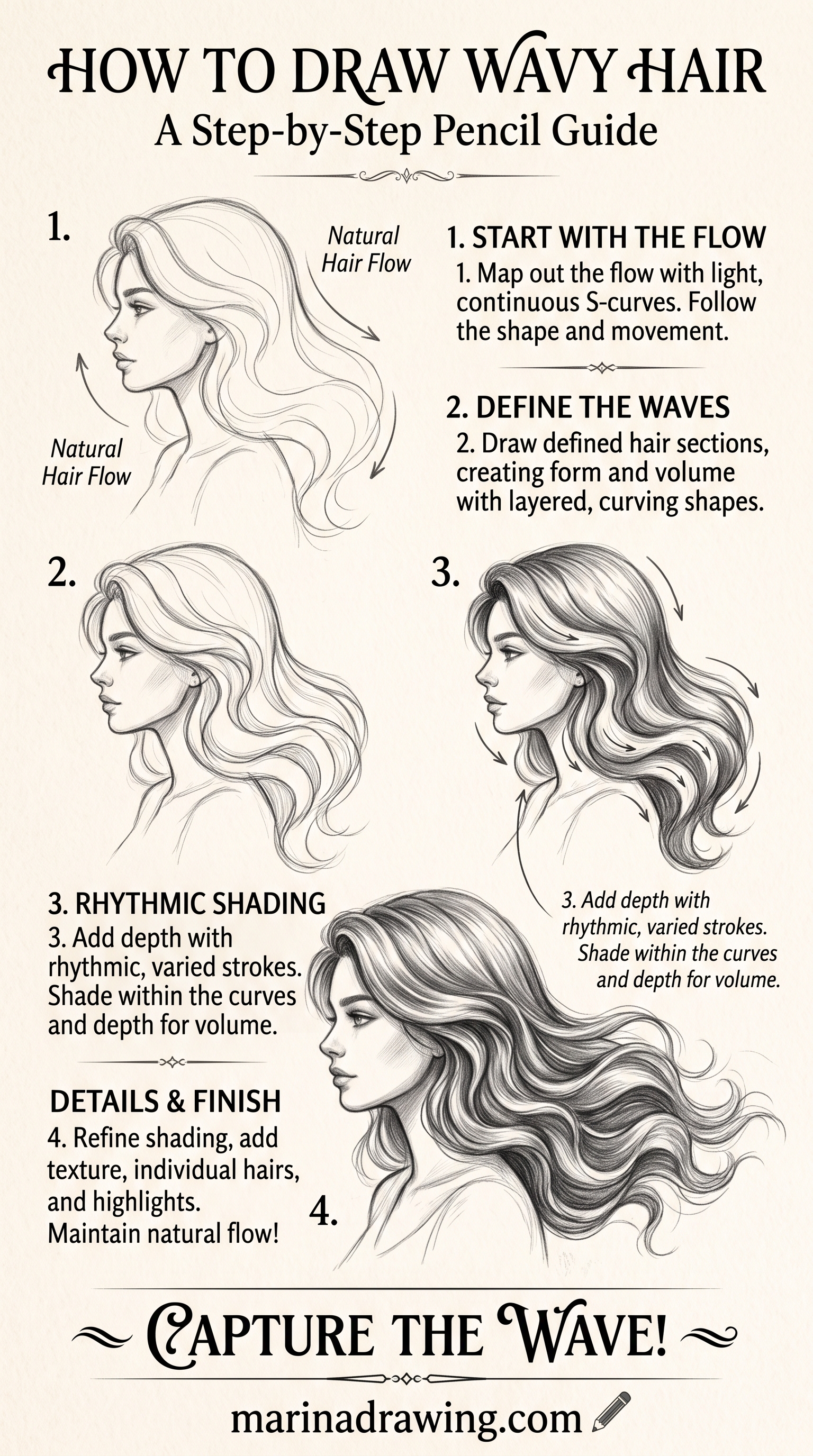 How to Draw Wavy Hair: Start With One S-Curve