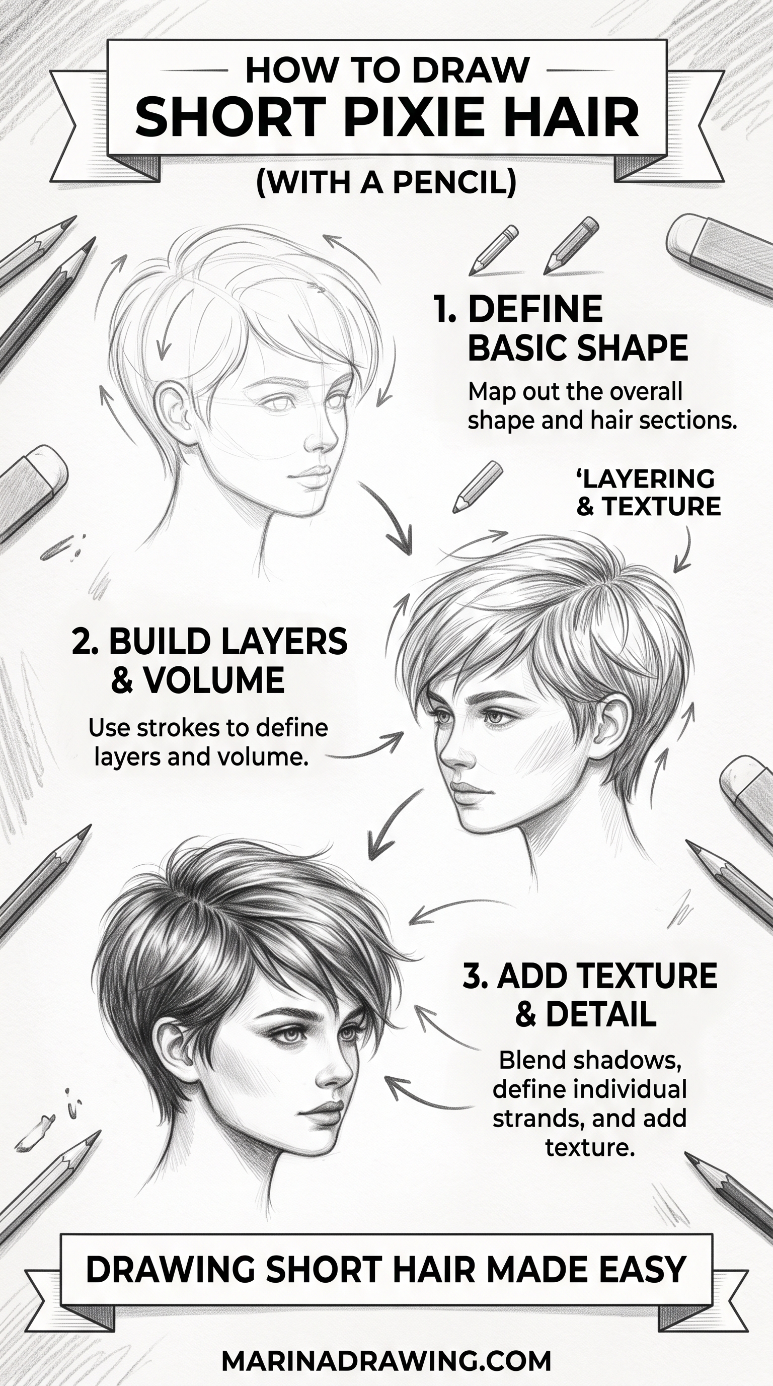 How to Draw Short Hair: Layers Beat Outlines