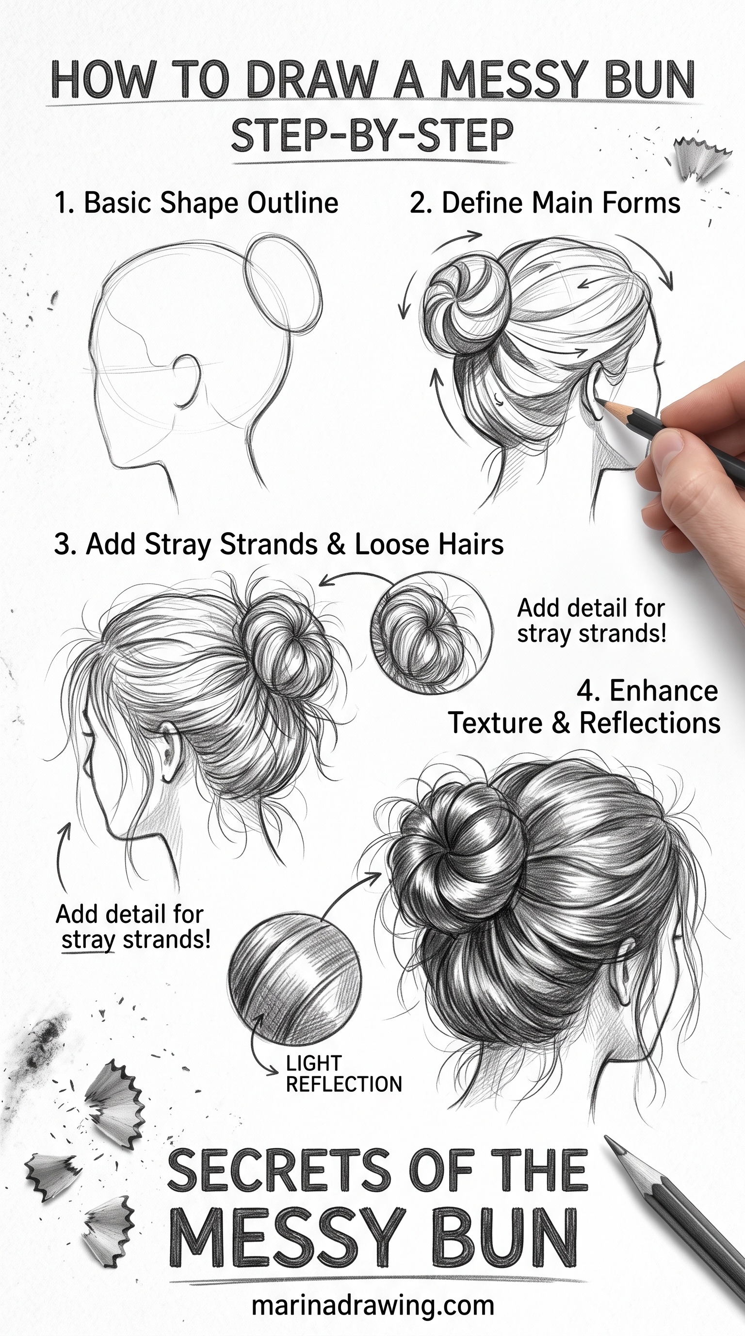 How to Draw a Messy Bun: Shape First, Strays Last