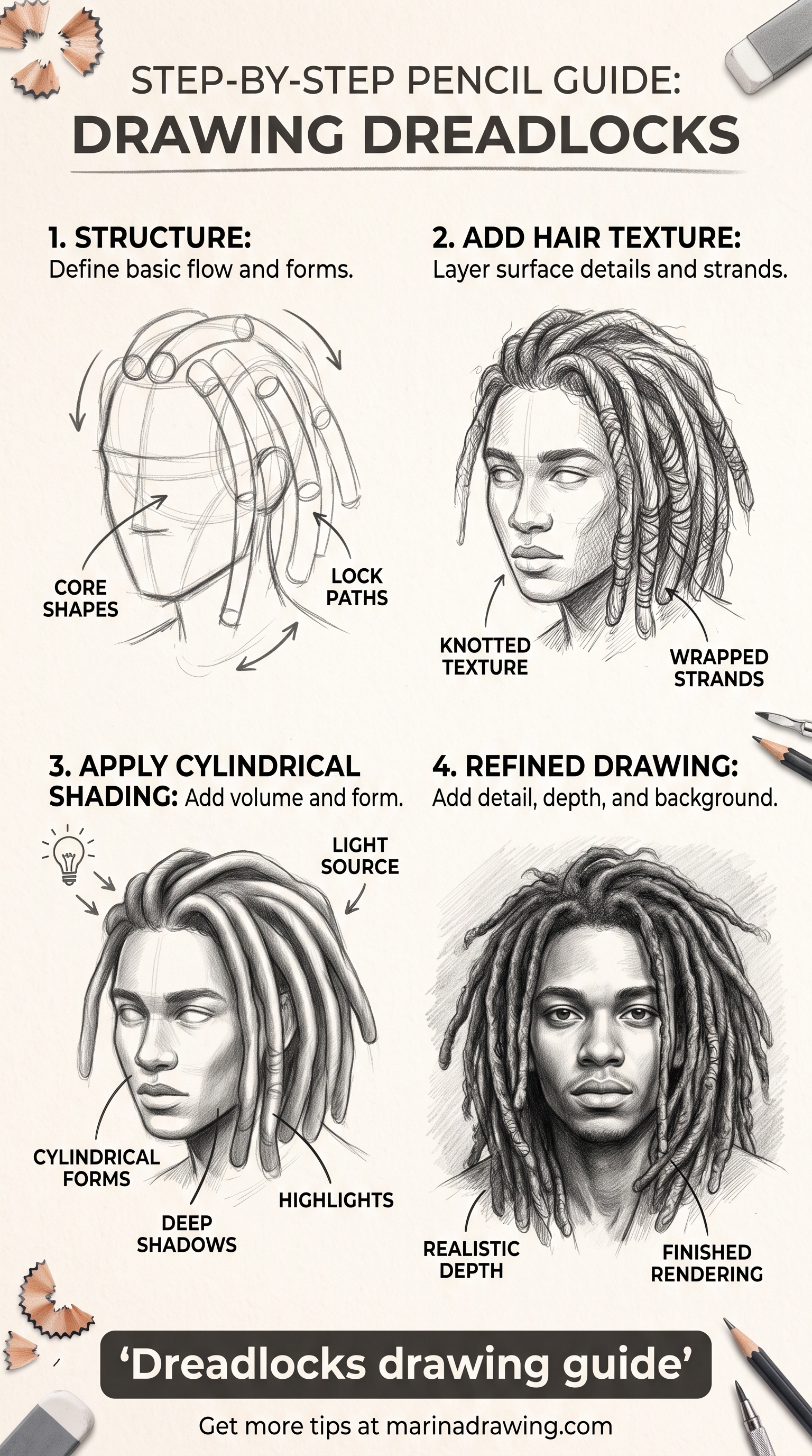 How to Draw Dreadlocks: Cylinders, Not Ropes