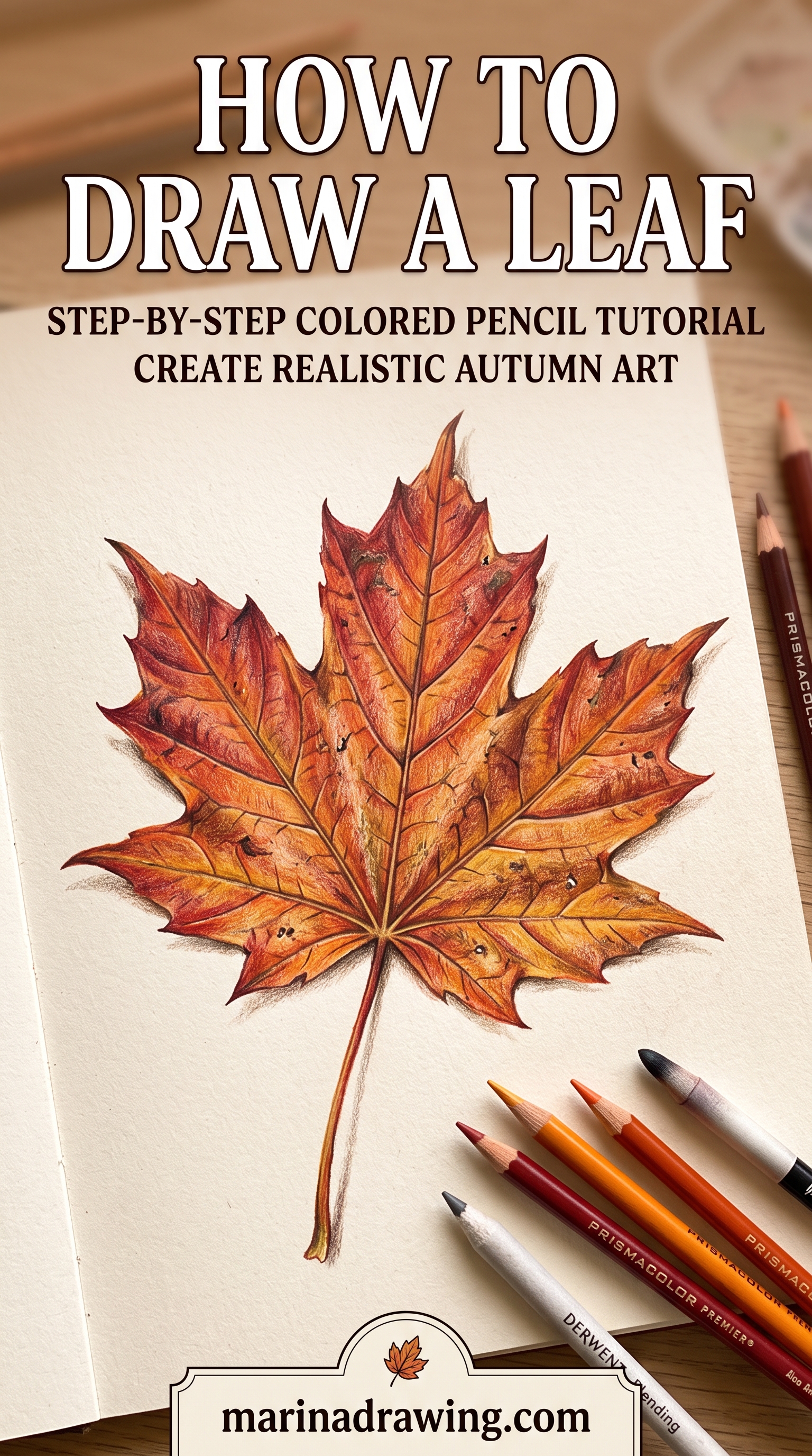 How to draw a leaf — a pencil study of a single leaf showing the central vein drawn first, similar to how to draw leaves.