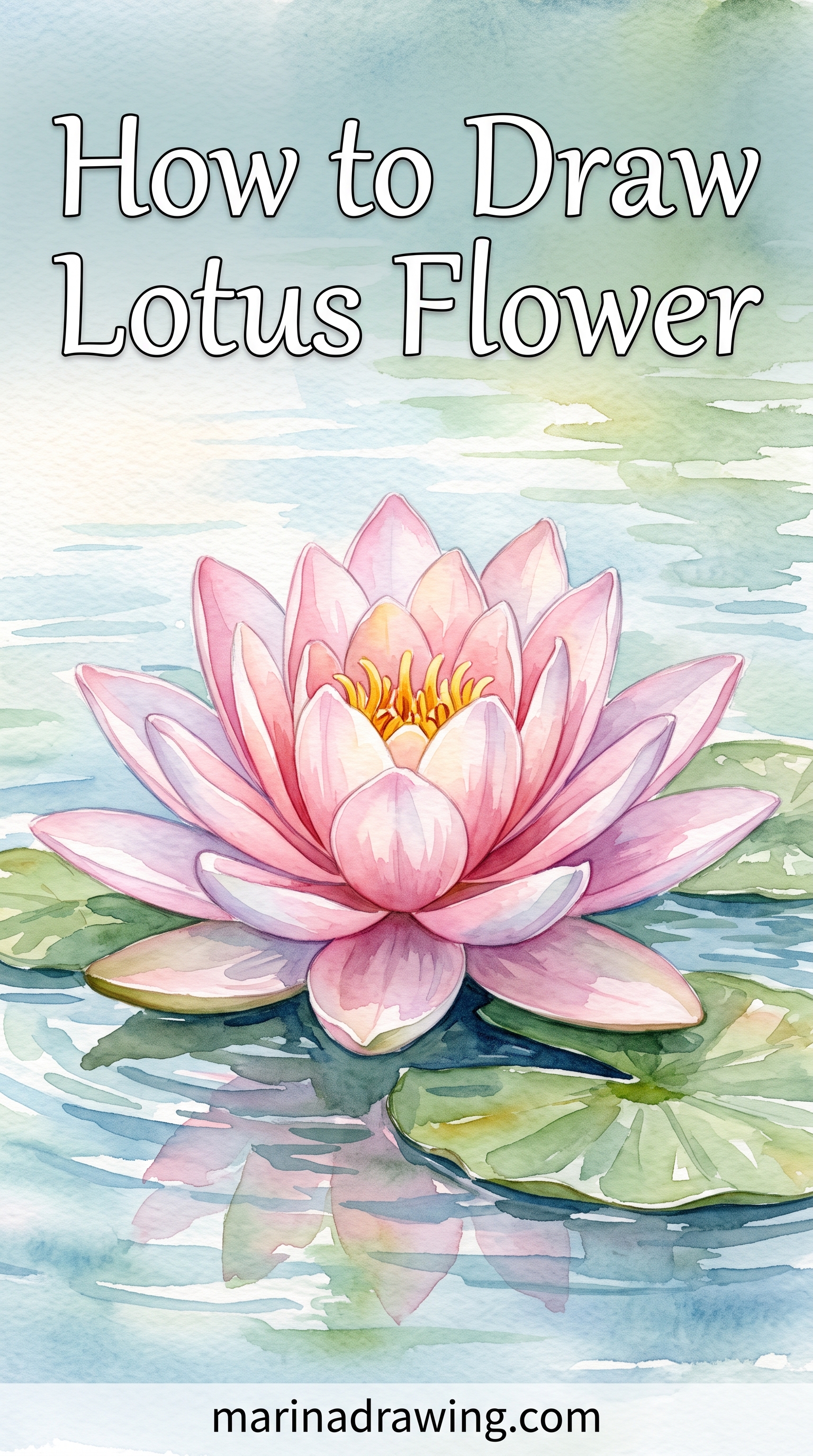 How to draw lotus flower — a watercolor study of a lotus flower with layered petals, similar to how to draw a flower.