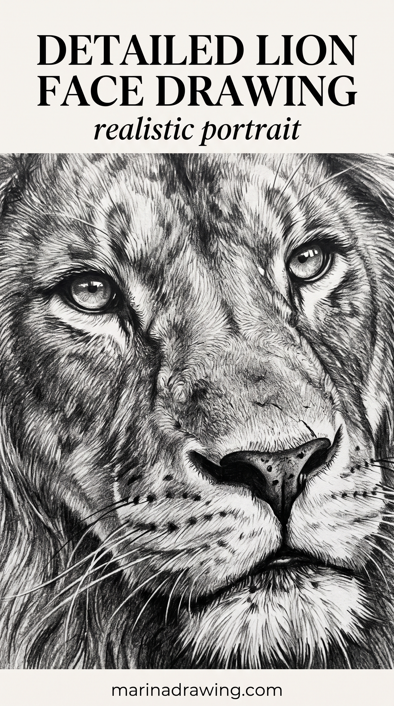 Lion Face Drawing Seen Straight On