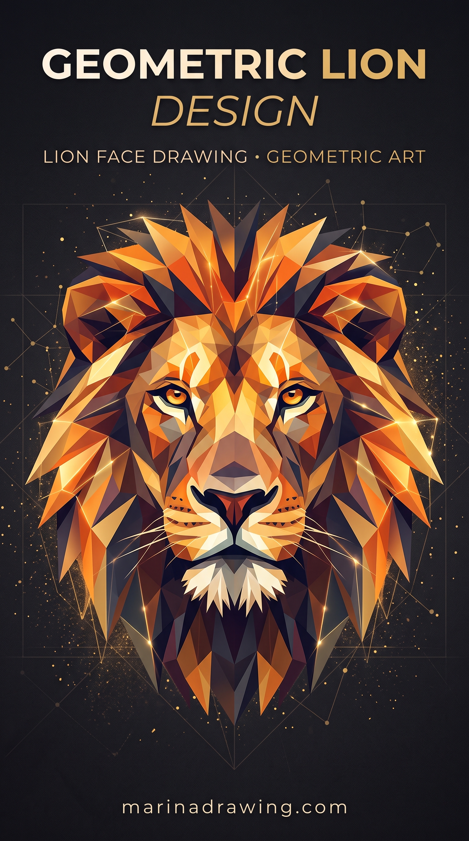 Geometric Lion Drawing in Flat Facets of Colour