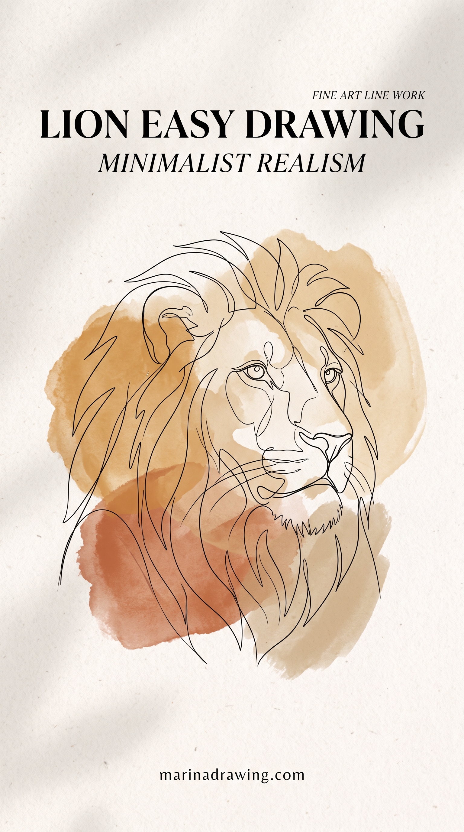 Minimal Line Lion Drawing, No Shading Needed