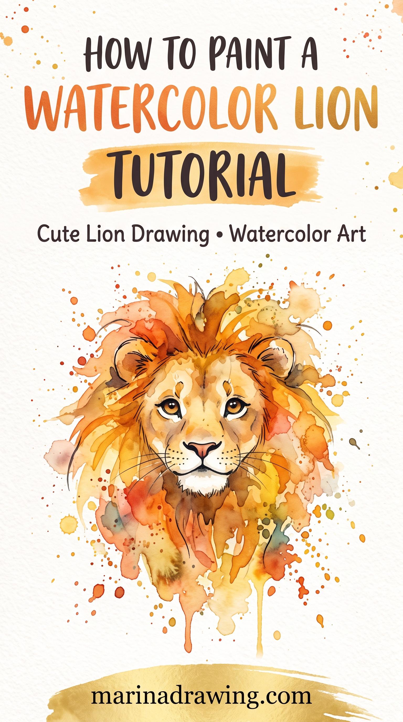 Watercolor Lion Painting Over a Pencil Build