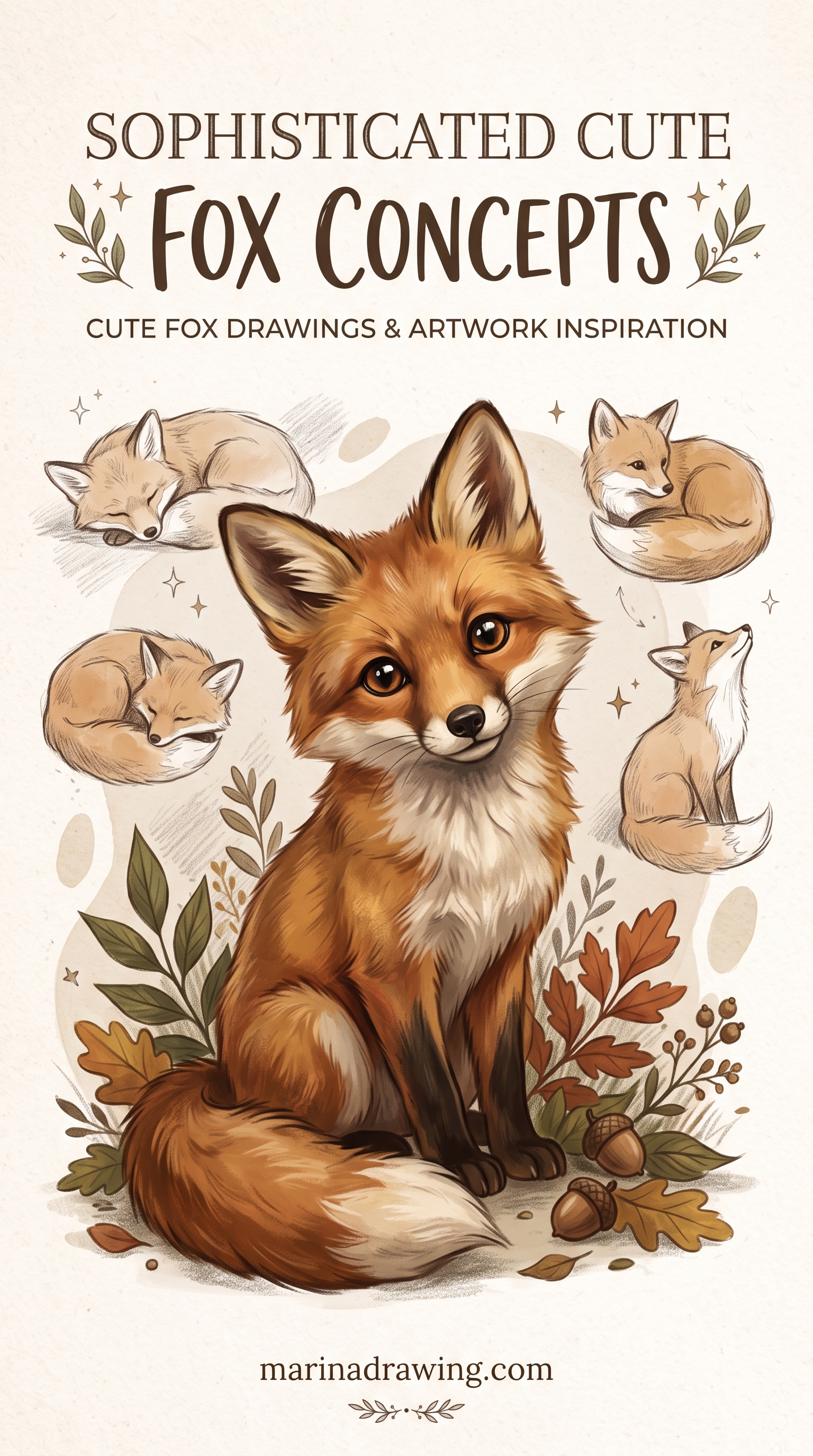 Cute Fox Drawing Concept for Kids and Beginners