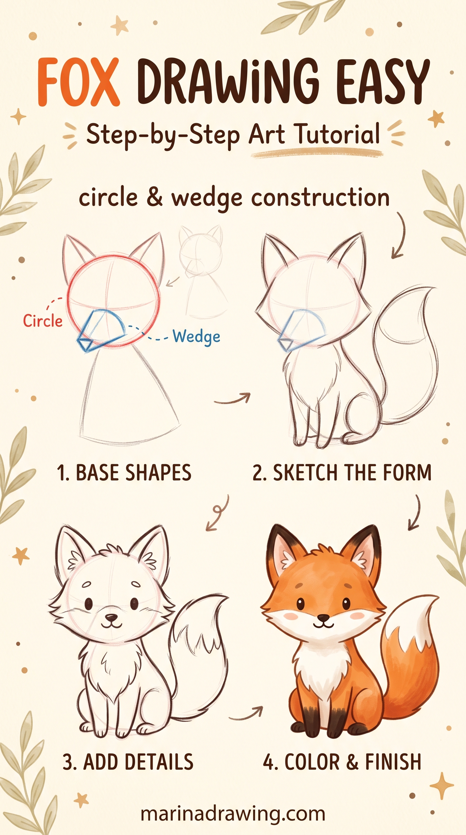 Fox Drawing Step by Step for Beginners