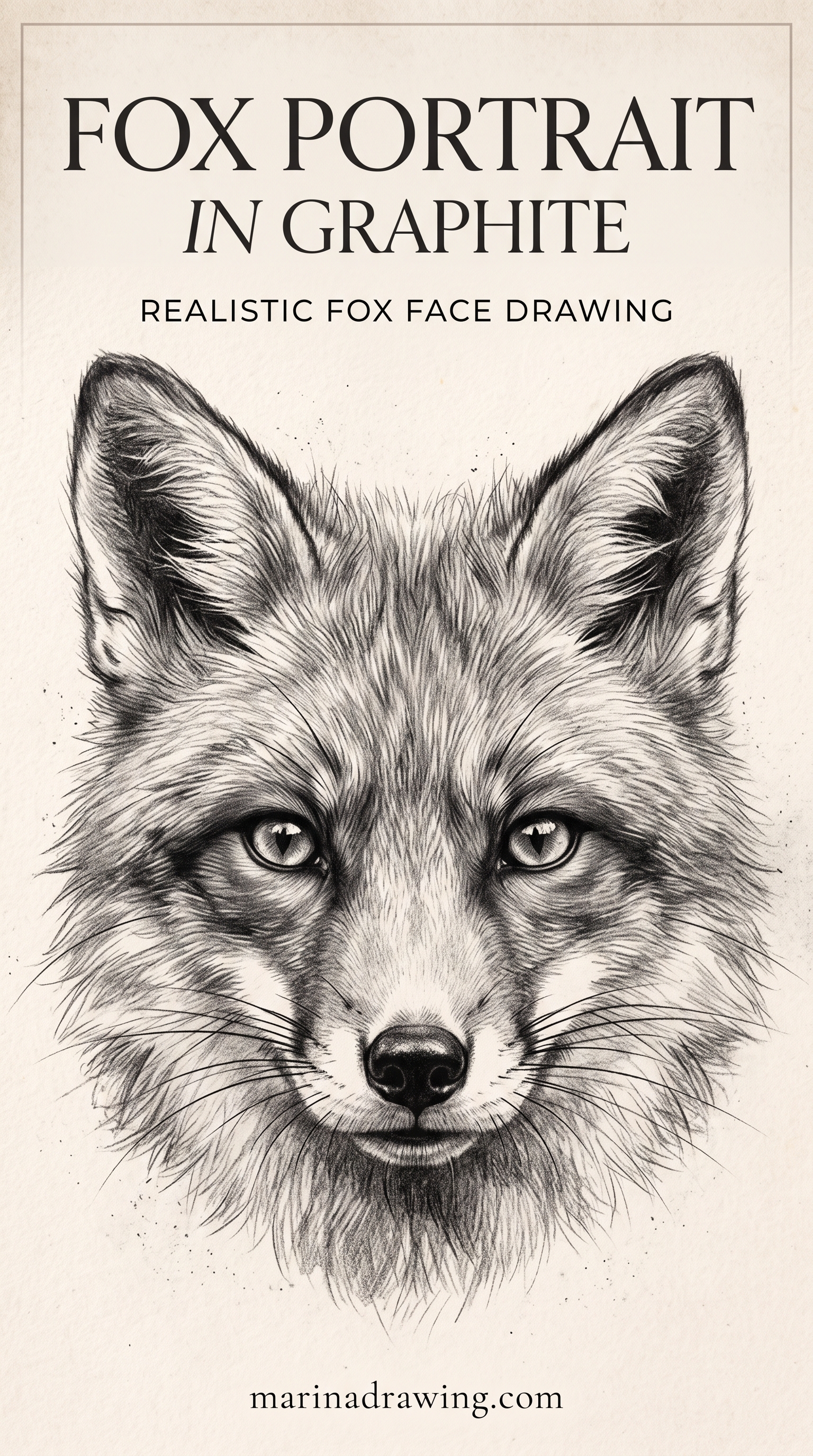 Fox Portrait Drawing in Graphite