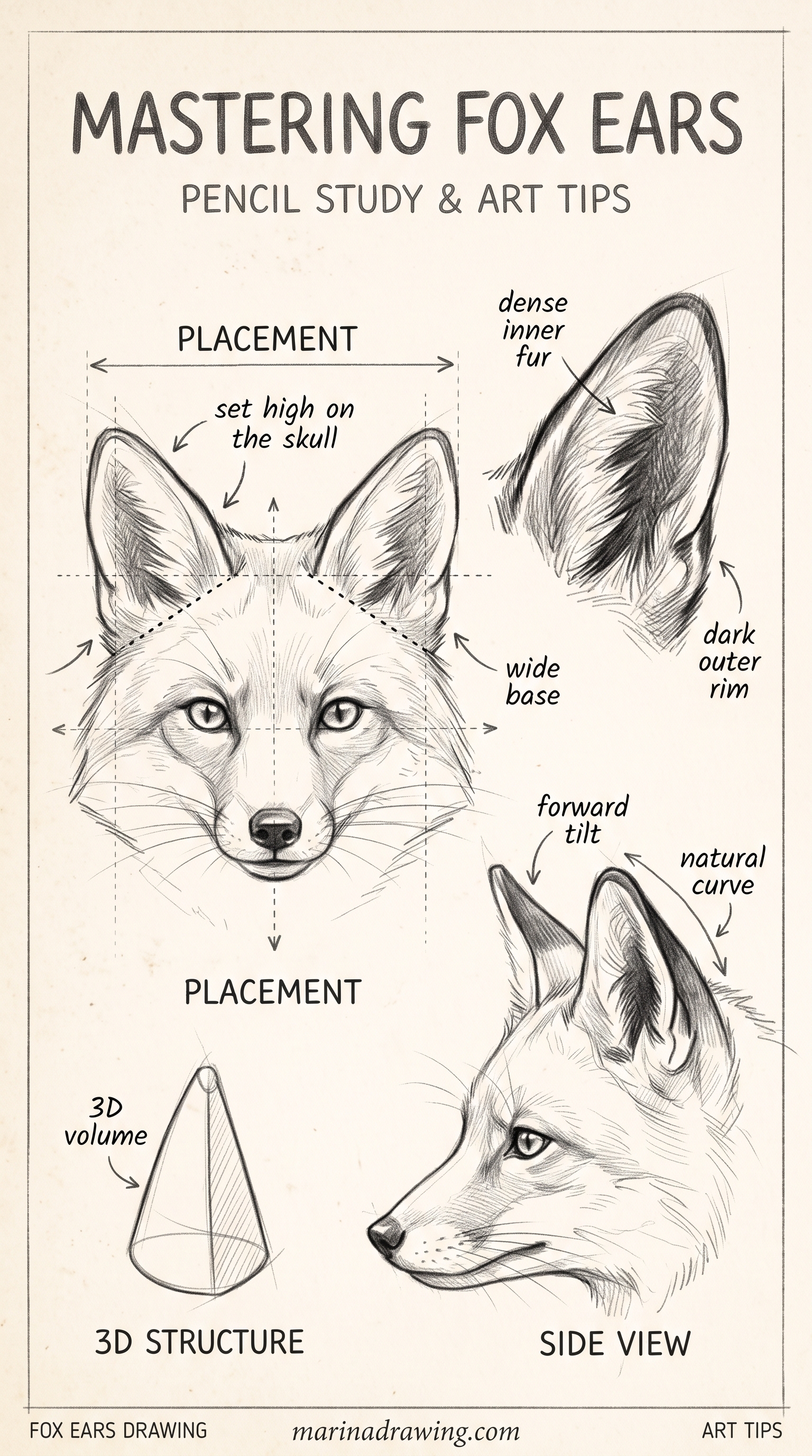 Fox Ears Drawing: Tall Spikes, Not Wide Triangles