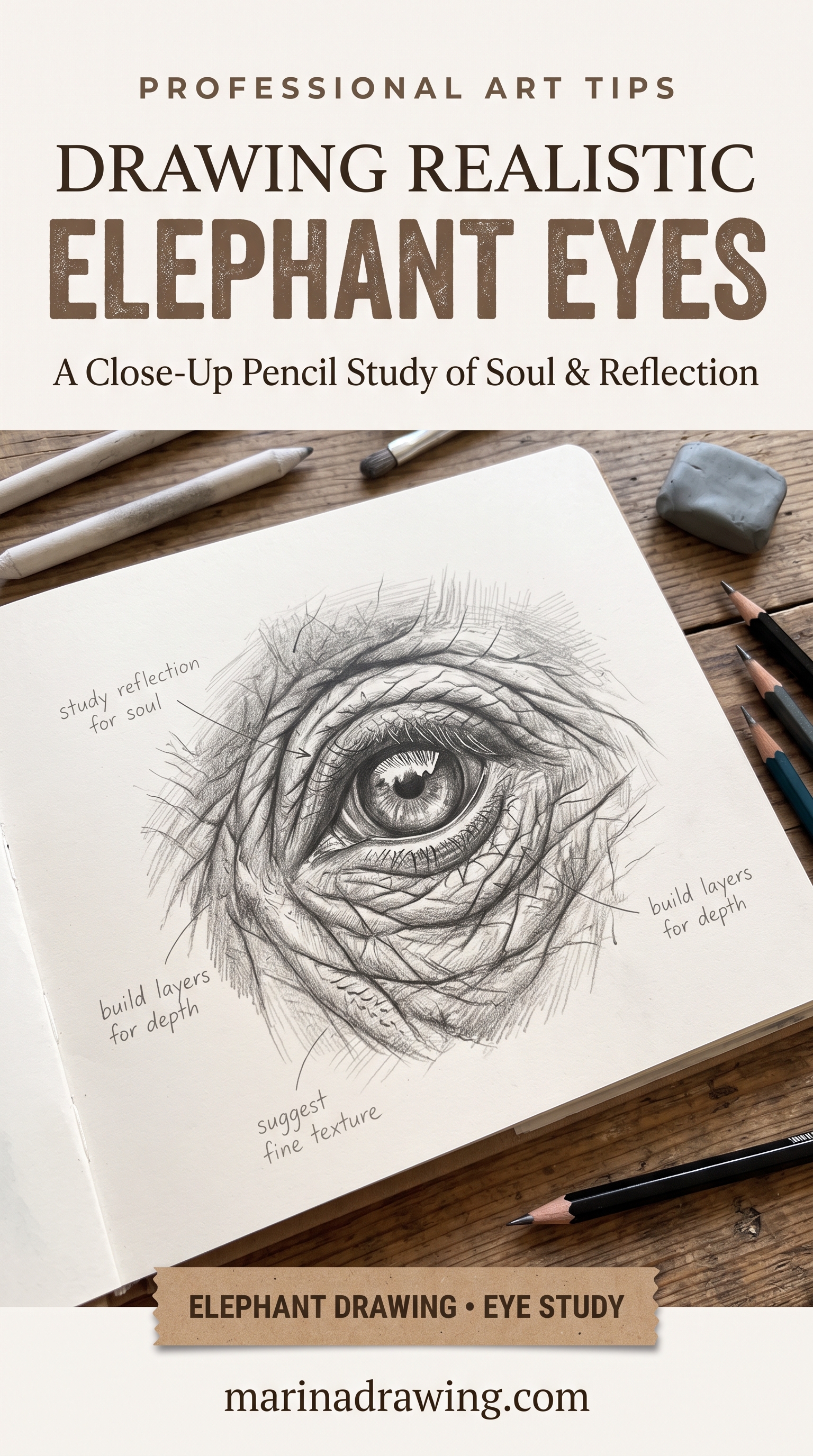 Elephant Eyes Drawing: Low and Wide, Not Centered