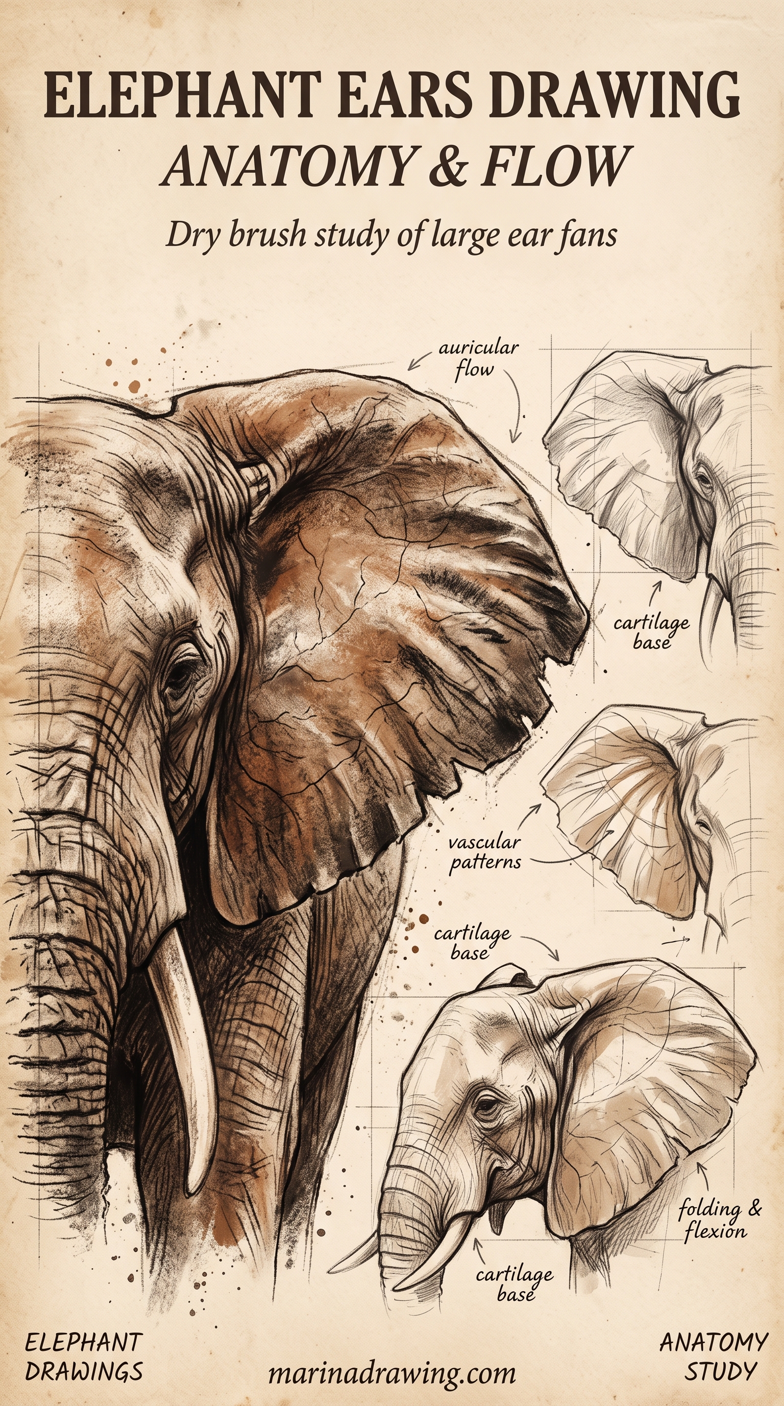 Elephant Anatomy Drawing: Ear Study