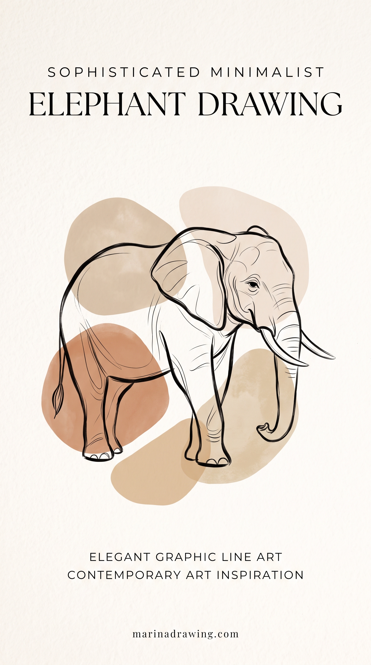 Minimalist Elephant Drawing, One Continuous Line