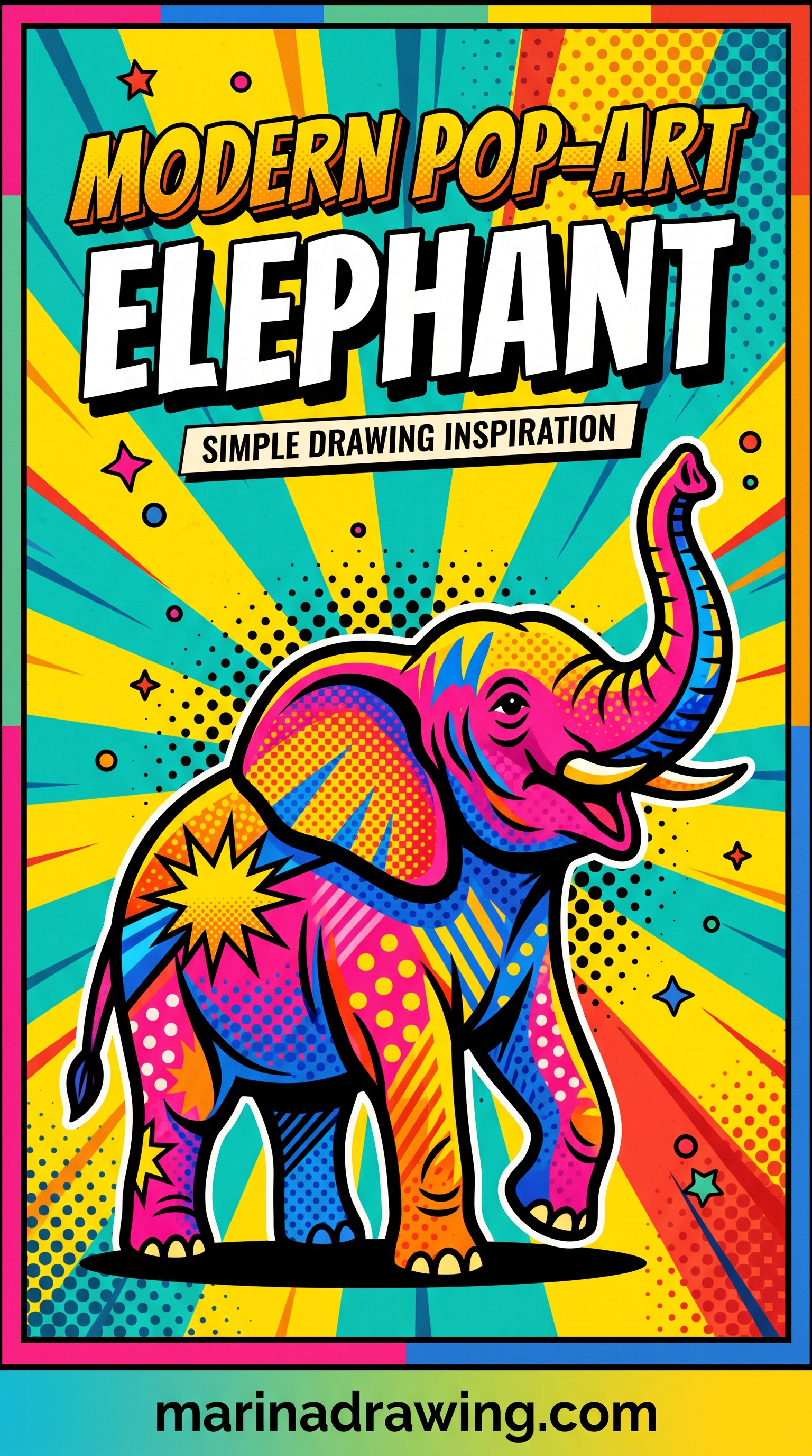 Pop Art Elephant Graphic Illustration