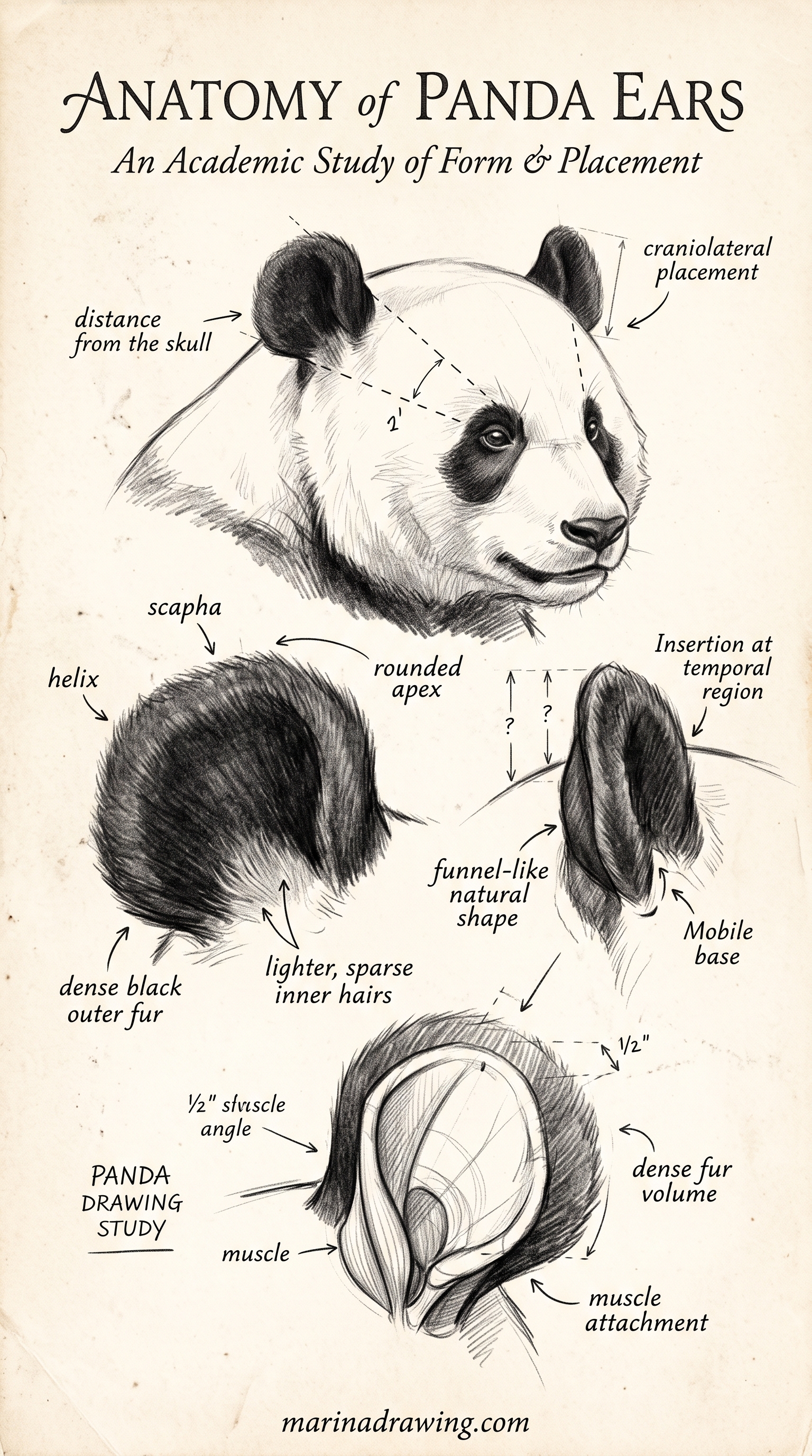 Panda Ear Drawing: Filled Solid, Never Outlined