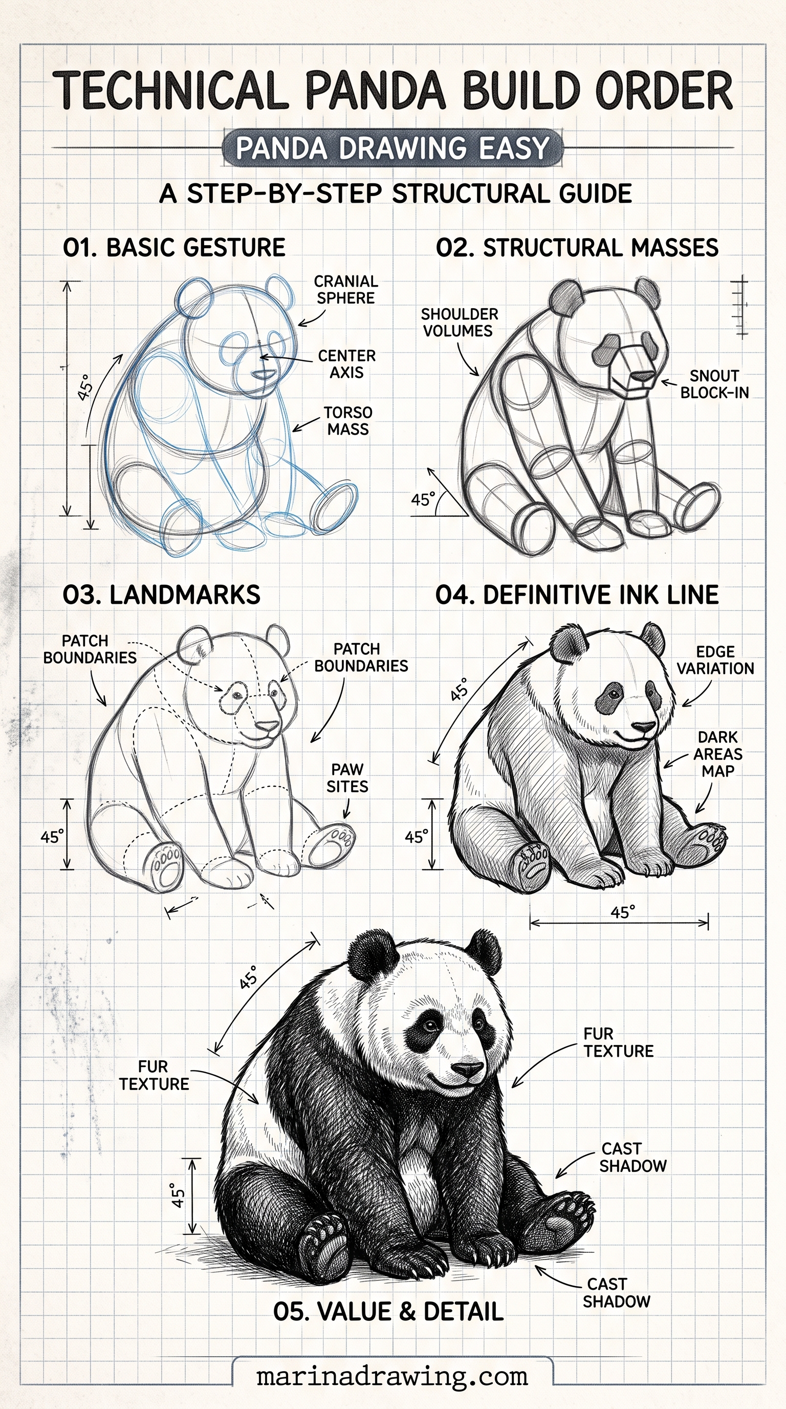 Panda Drawing Guide, Full Technical Build Order