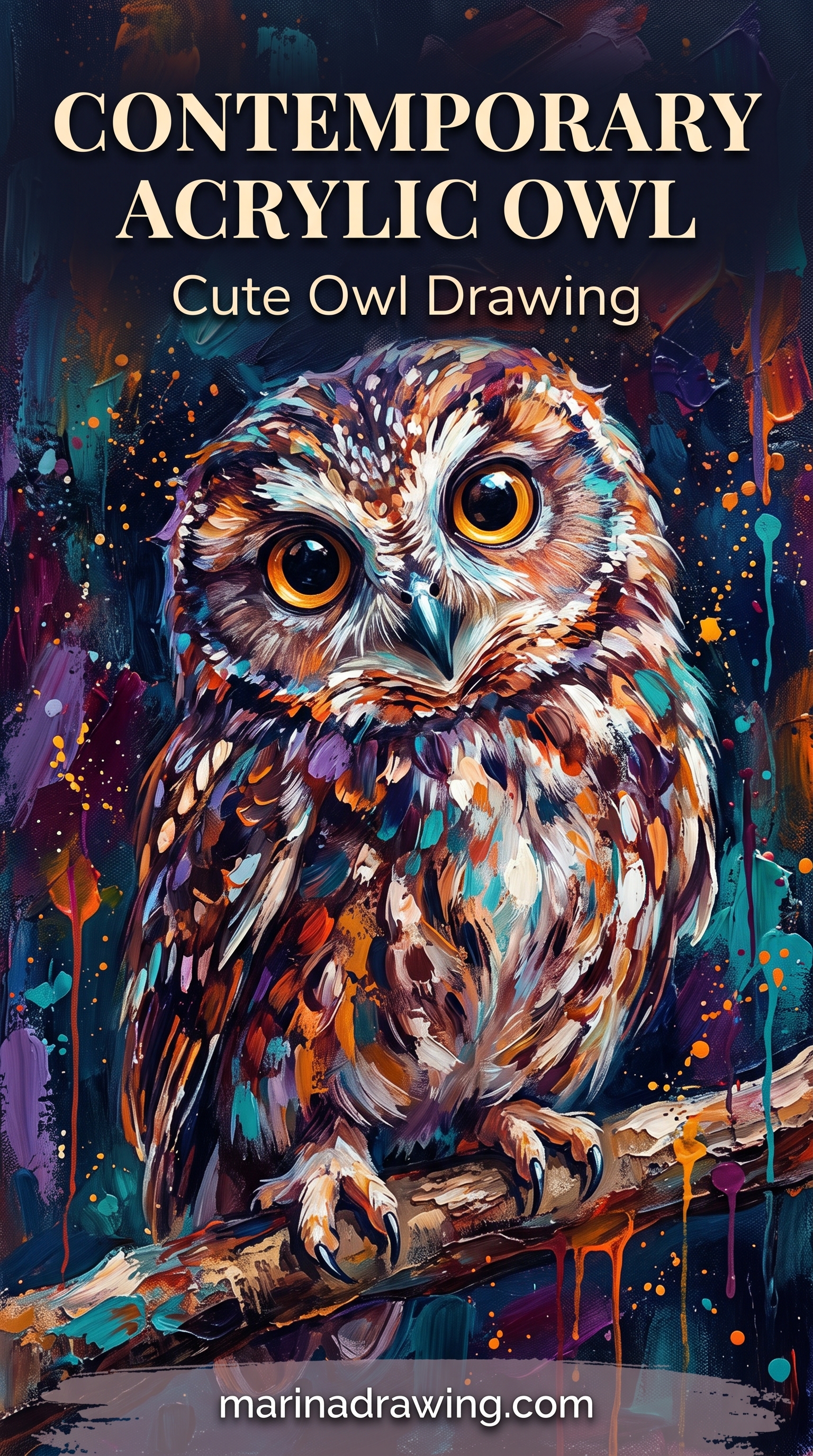Owl Acrylic Painting, Facial Disc First