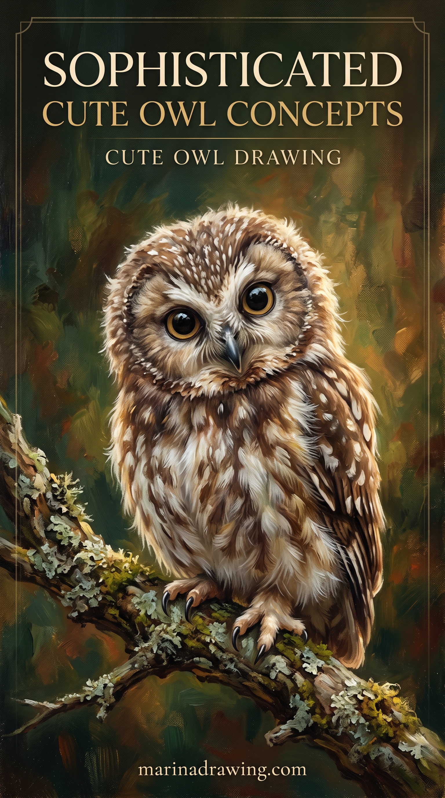 Baby Owl Drawing, Round and Downy