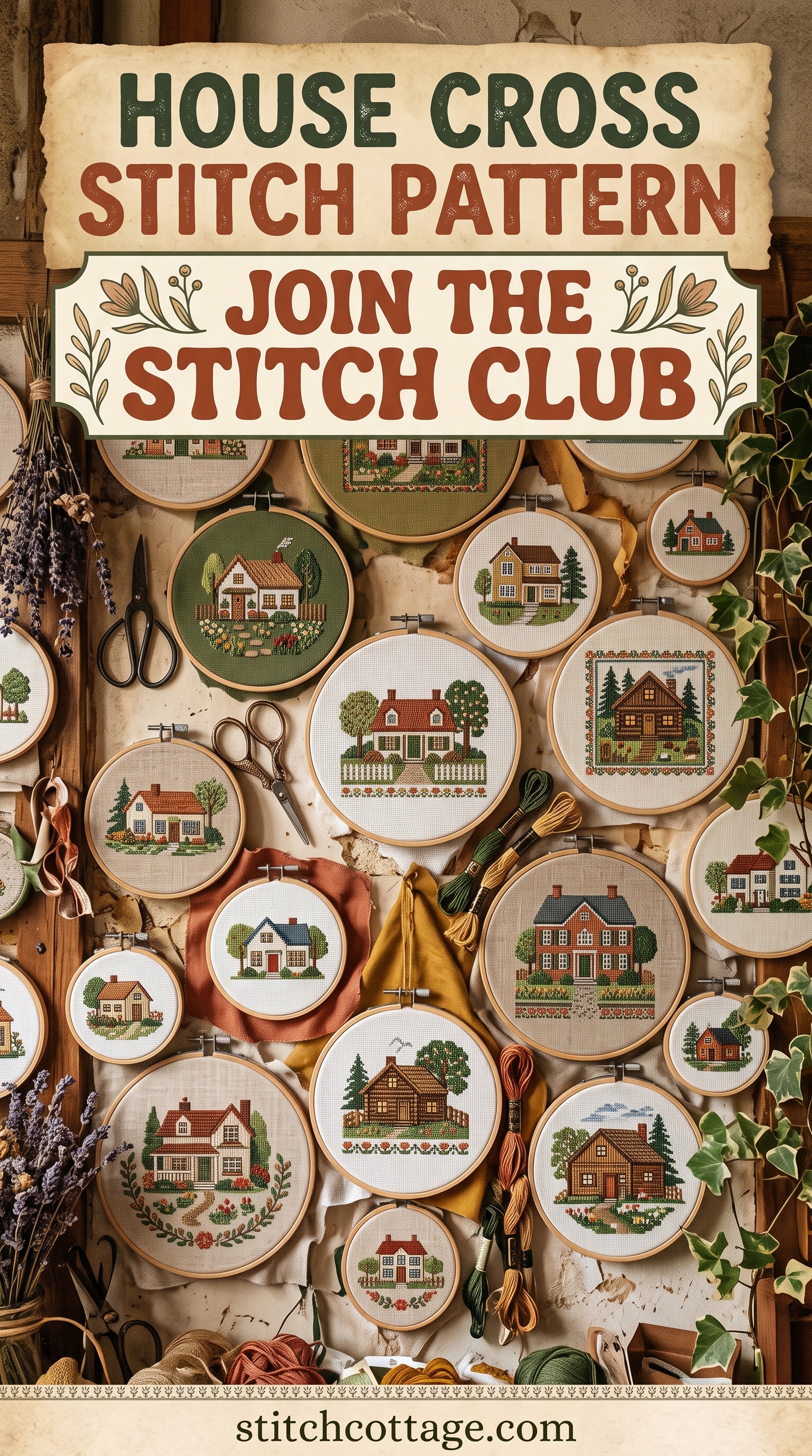 Cross Stitch House Wall: Twenty Hoops, One Lavender Corner