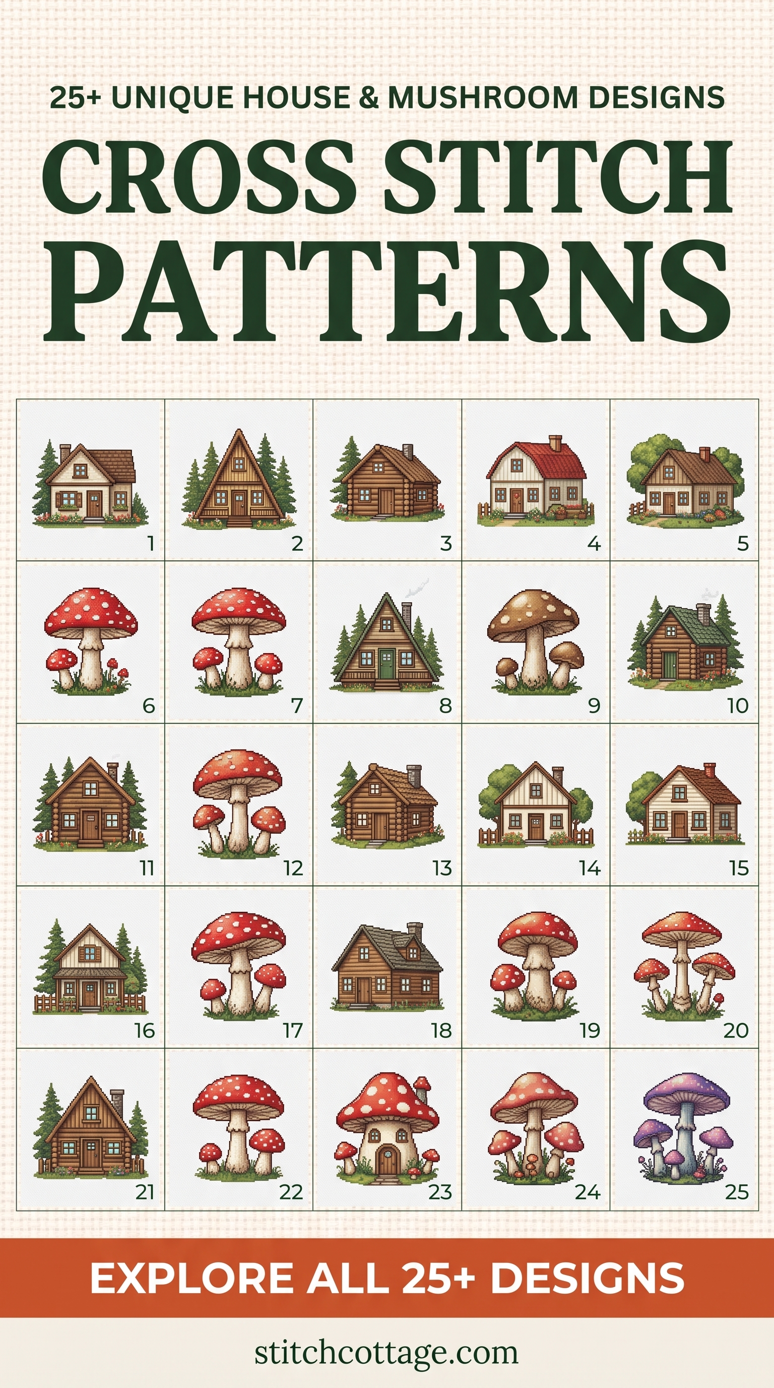Cross Stitch House at Dusk: The Twelve-Colour Wall Piece
